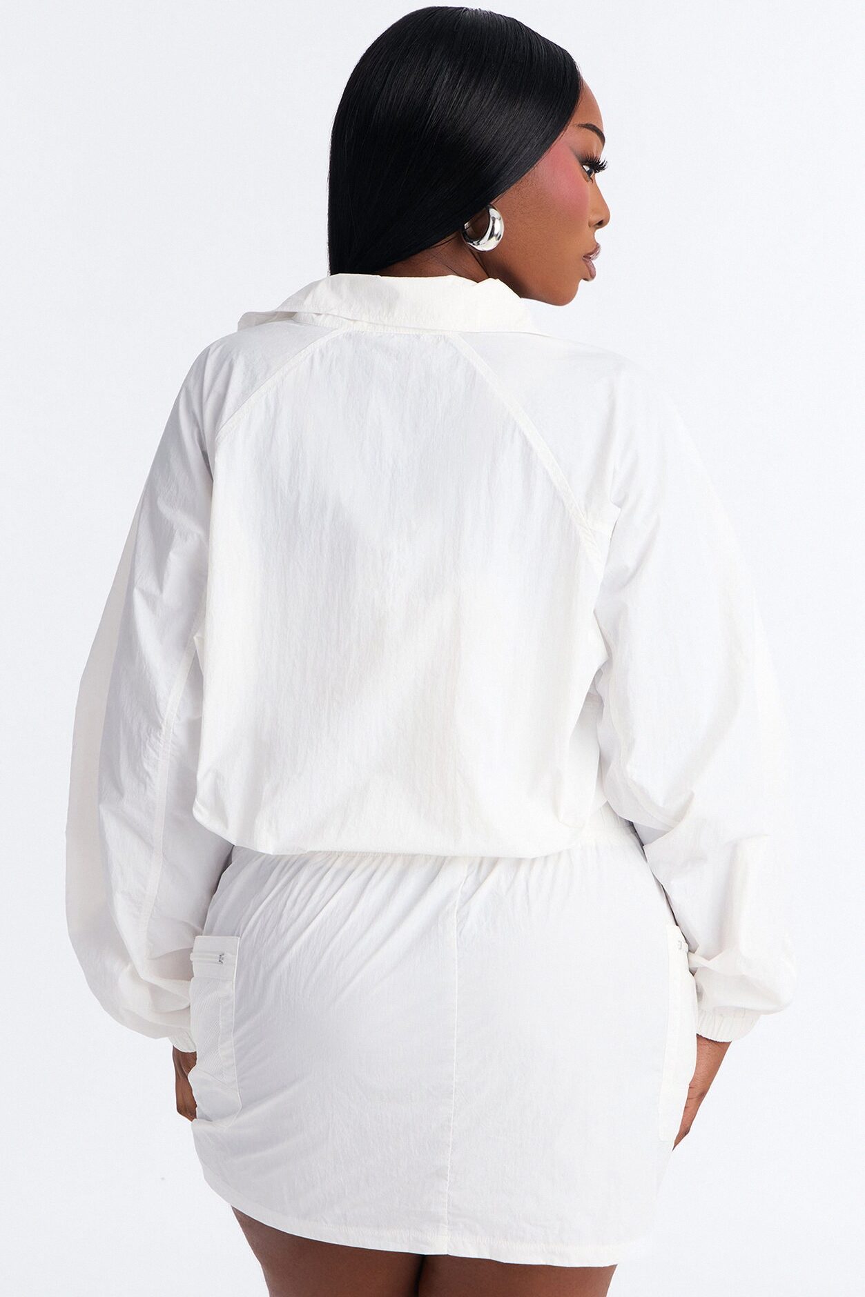 Stay Cool Cropped Windbreaker Jacket - White