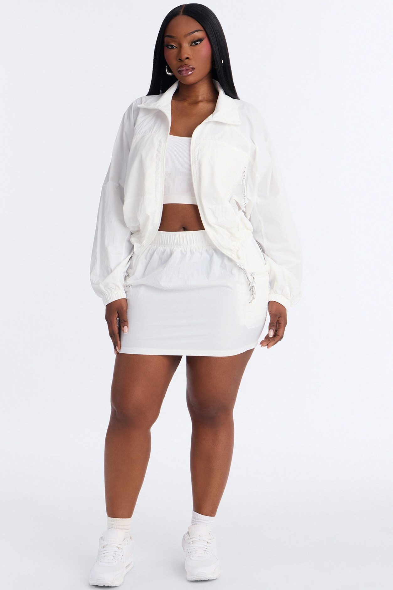 Stay Cool Windbreaker Mini Skirt - White
