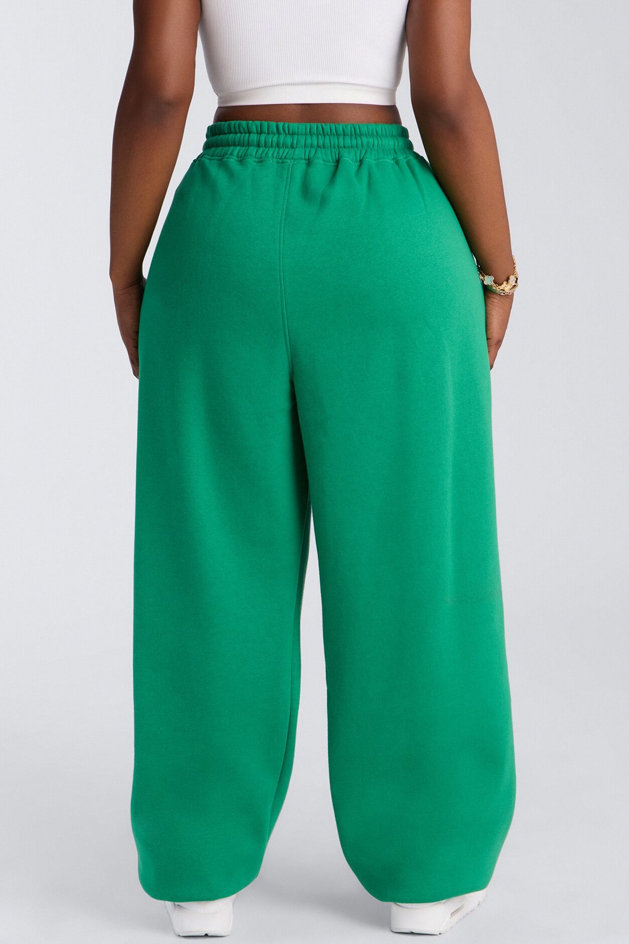 Mia Pleated Fleece Jogger Pants - Green