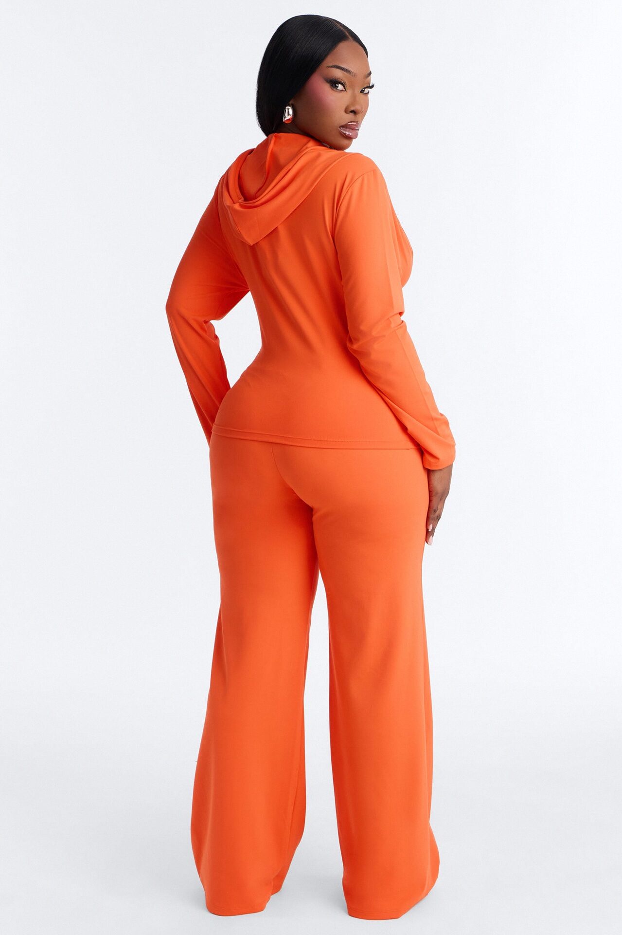 Casual Vibe Zip Up Hoodie Pant Set - Tomato Red