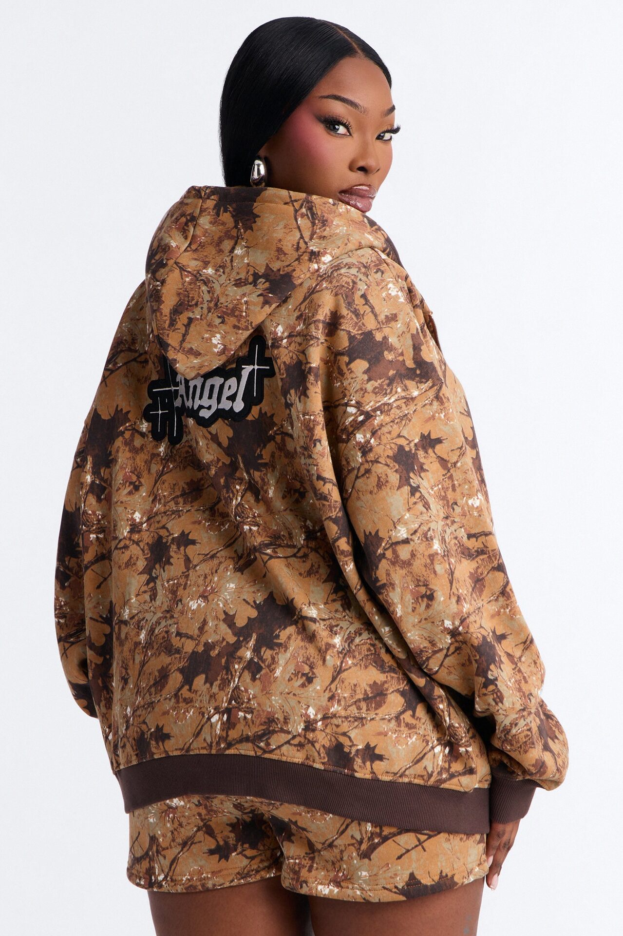 Rebel Spirit Fleece Camo Short Set - Camel/combo