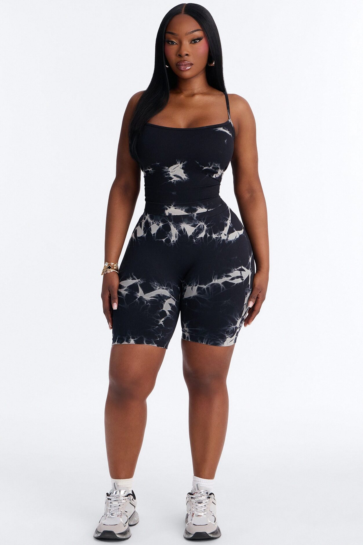 Velocity Seamless Tie Dye Biker Short Set - Black Wash