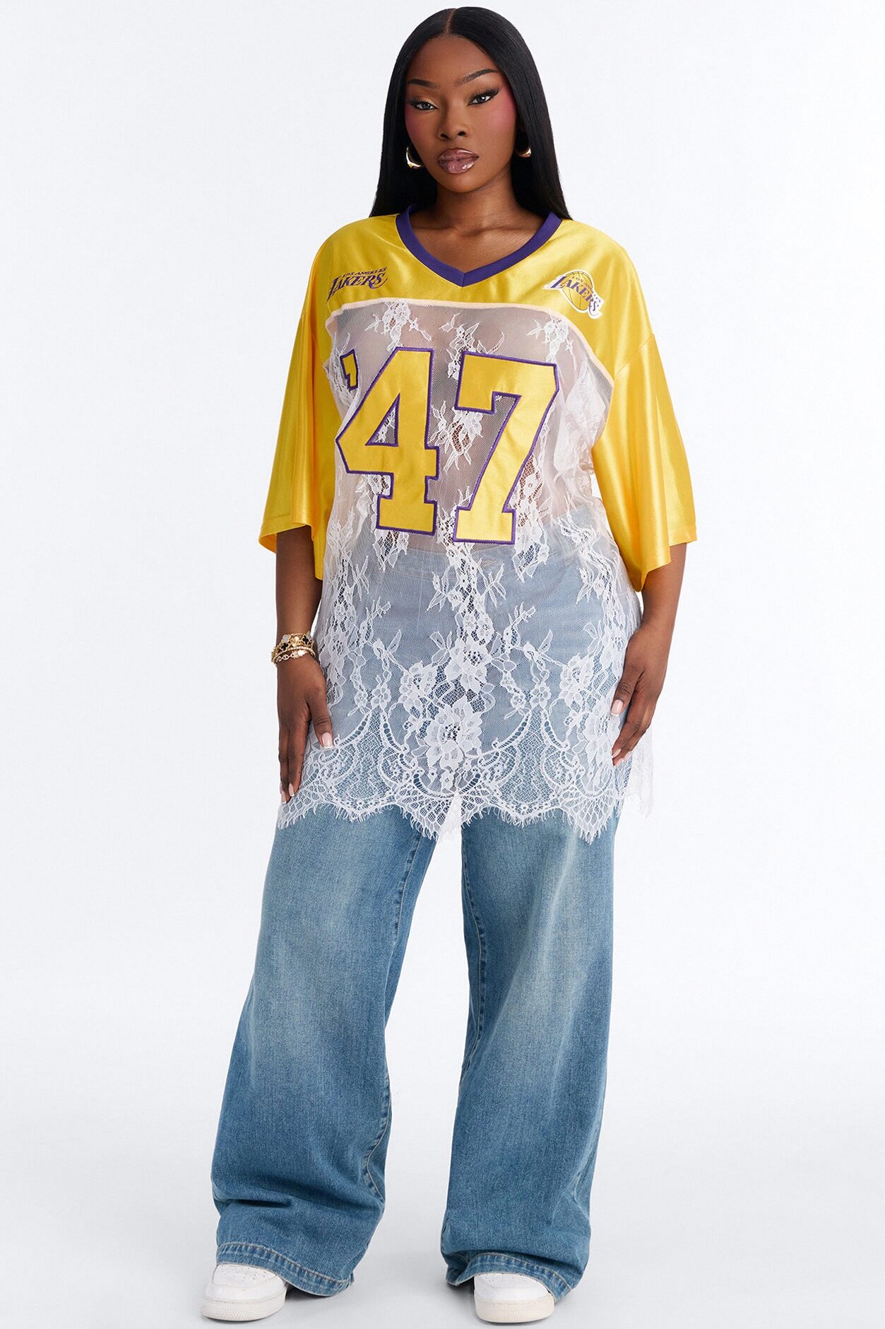 NBA LA Lakers Lace Top - White