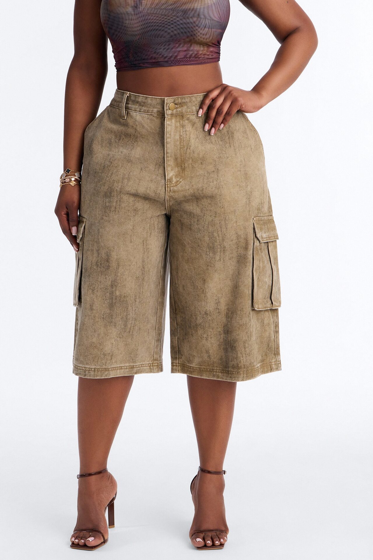 All Washed Out Cargo Bermuda Short - Brown/combo