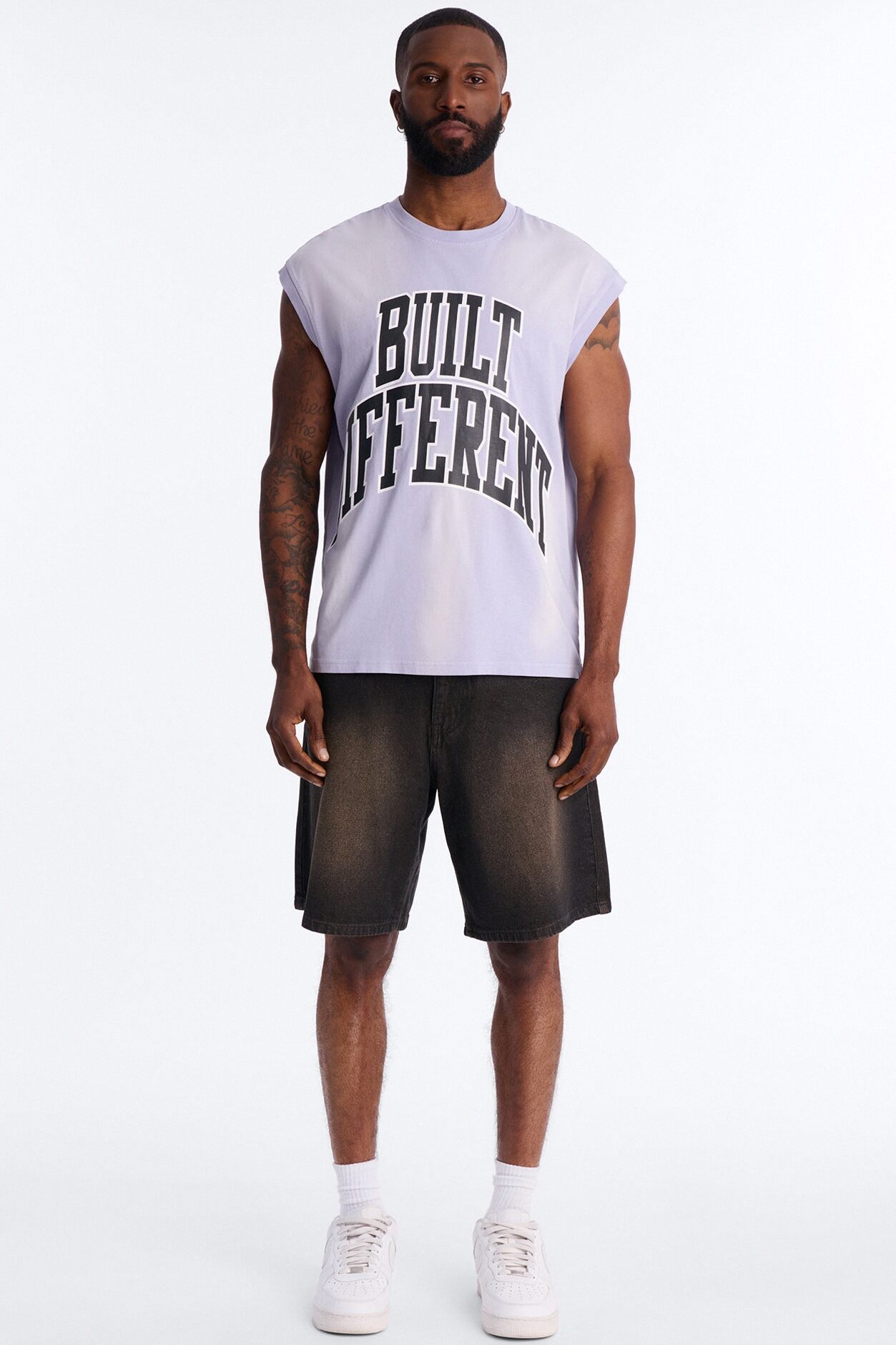Built Different Vintage Muscle Tee - Blue Wash