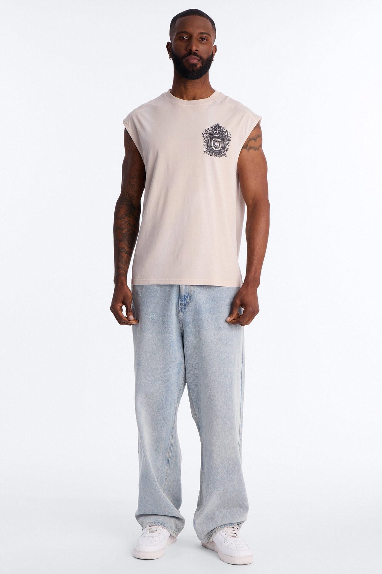 Born A King Vintage Muscle Tee - Charcoal