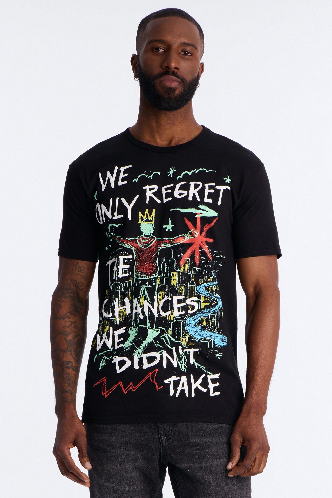 Fortunate Favors The Bold Puff Print Short Sleeve Tee - Black