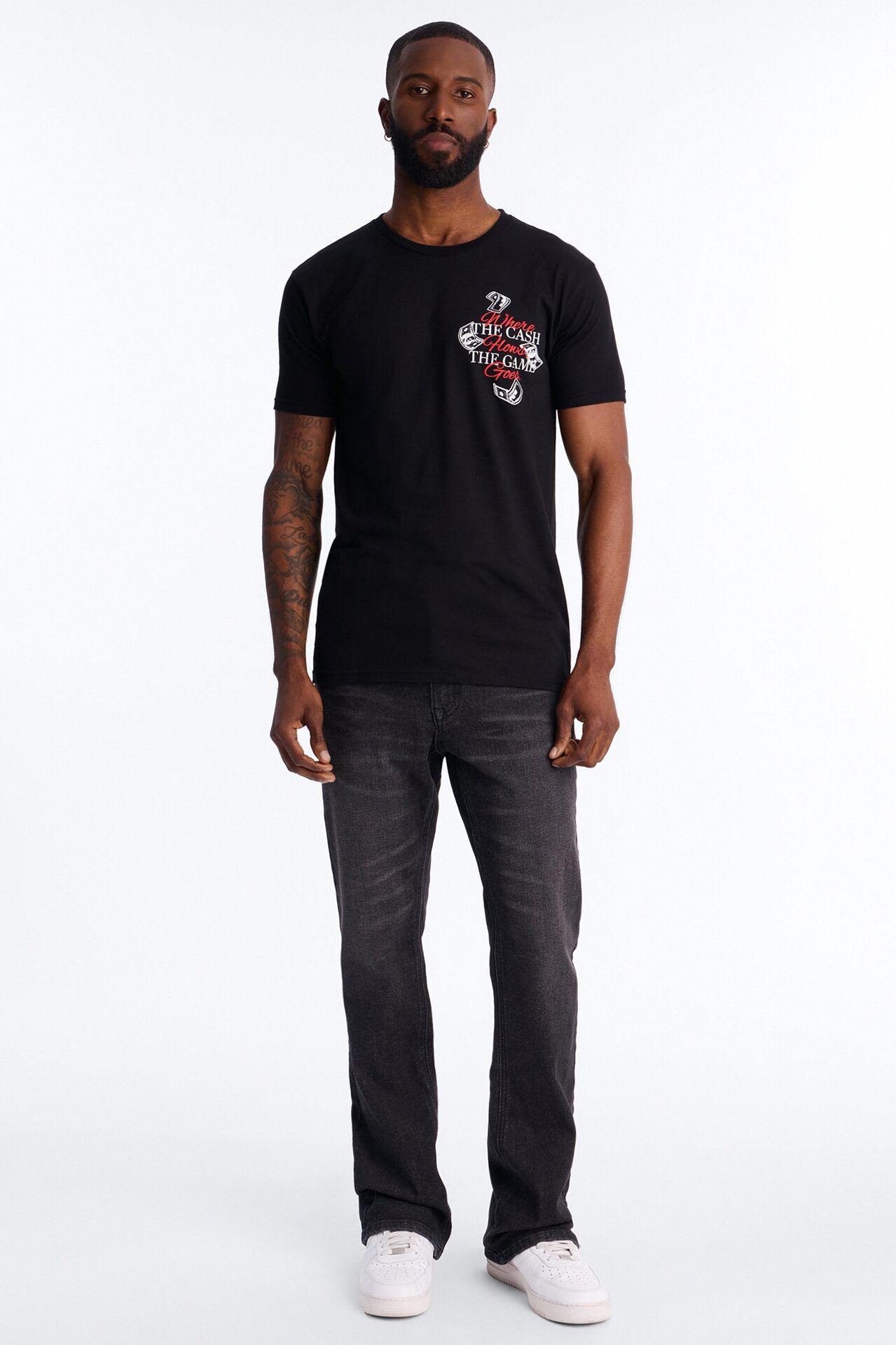 Money Talks Puff Print Short Sleeve Tee - Black