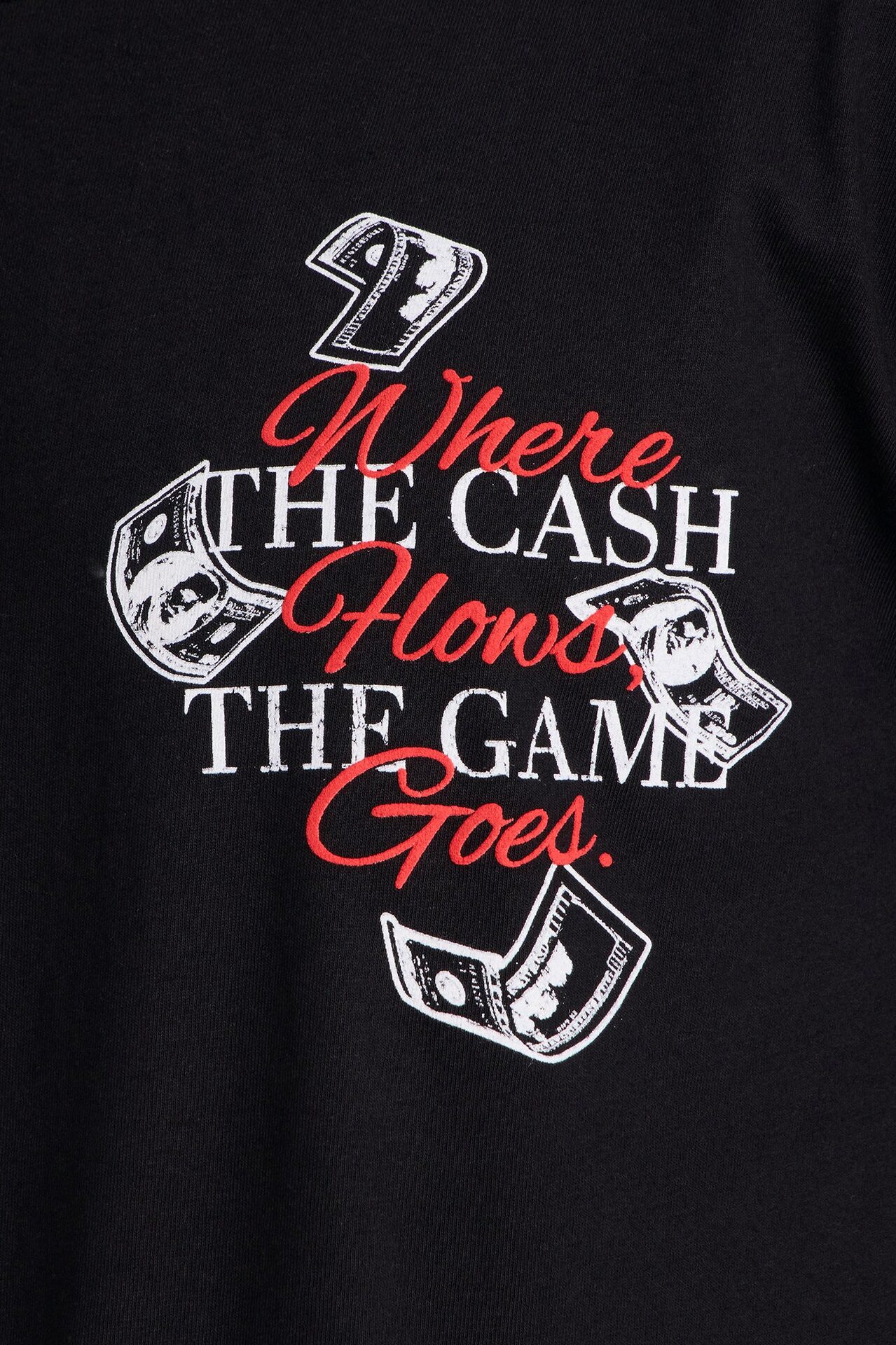 Money Talks Puff Print Short Sleeve Tee - Black