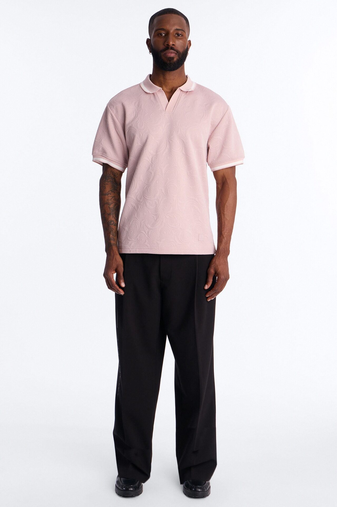 Saints Floral Johnny Collar Polo - Mauve