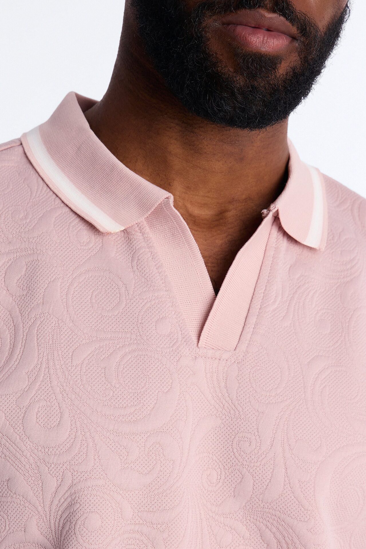 Saints Floral Johnny Collar Polo - Mauve