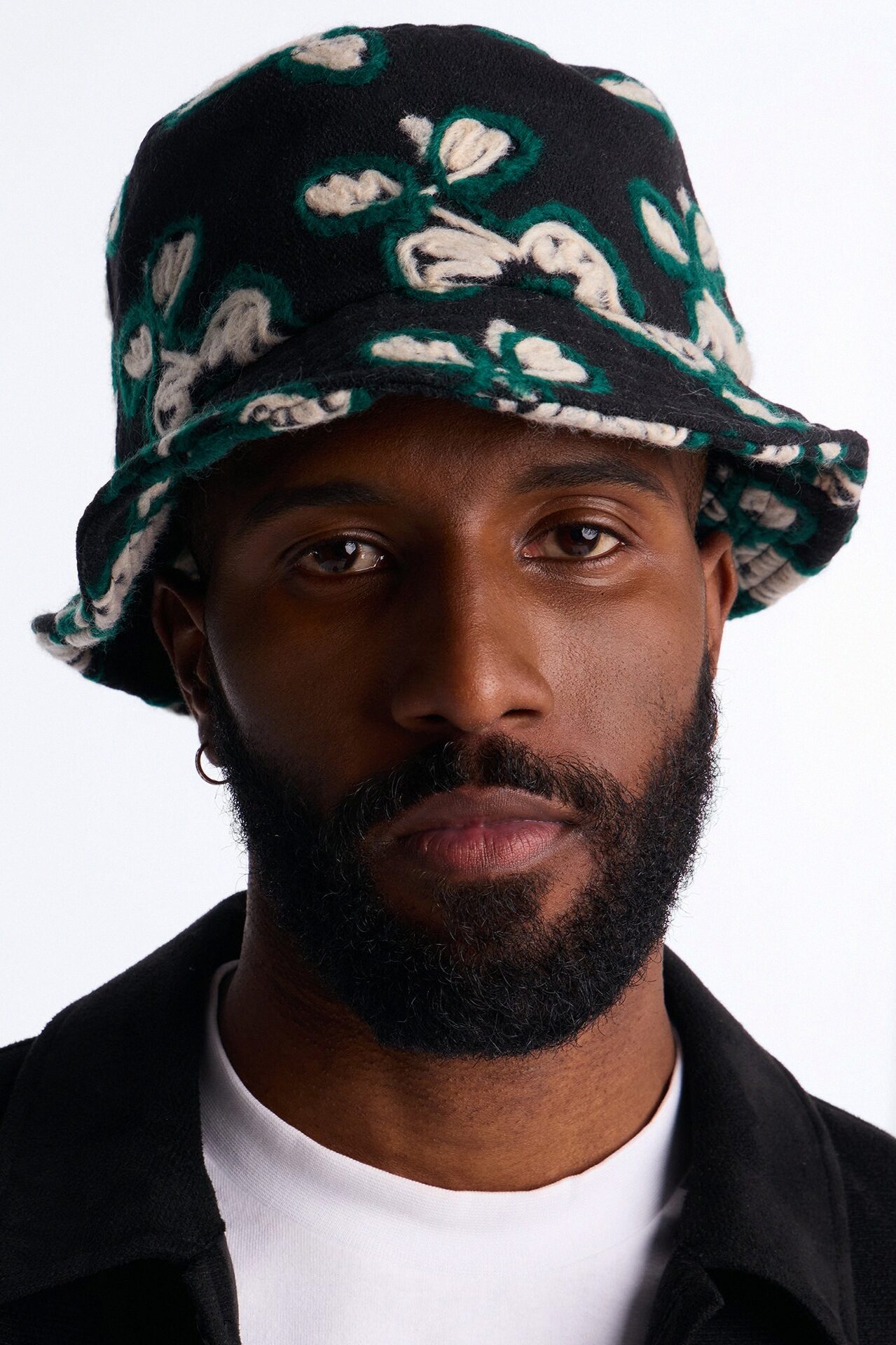 Midnight Bloom Bucket Hat - Black