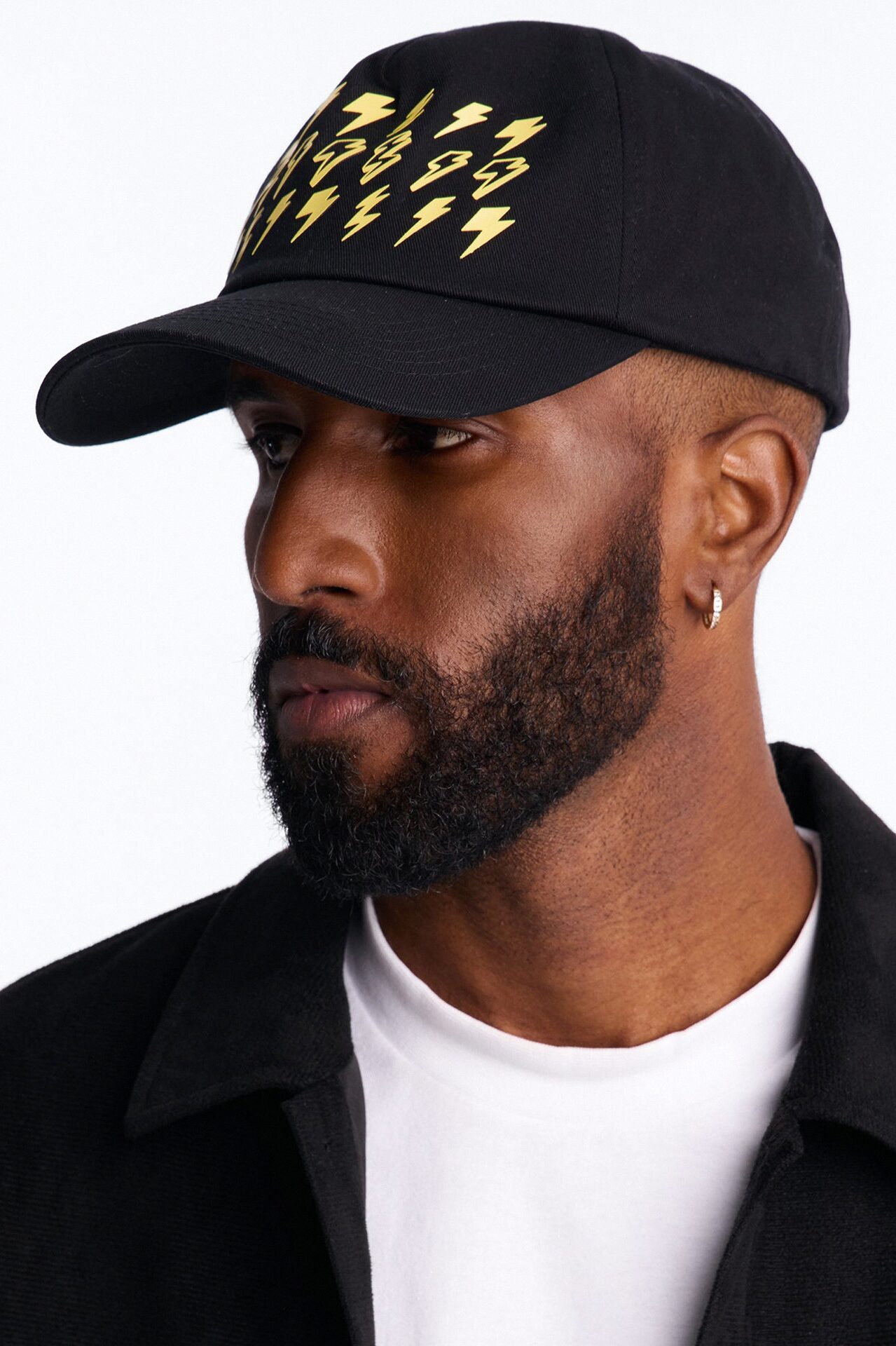 Lightning Cotton Twill Unstructured Snapback Hat - Black