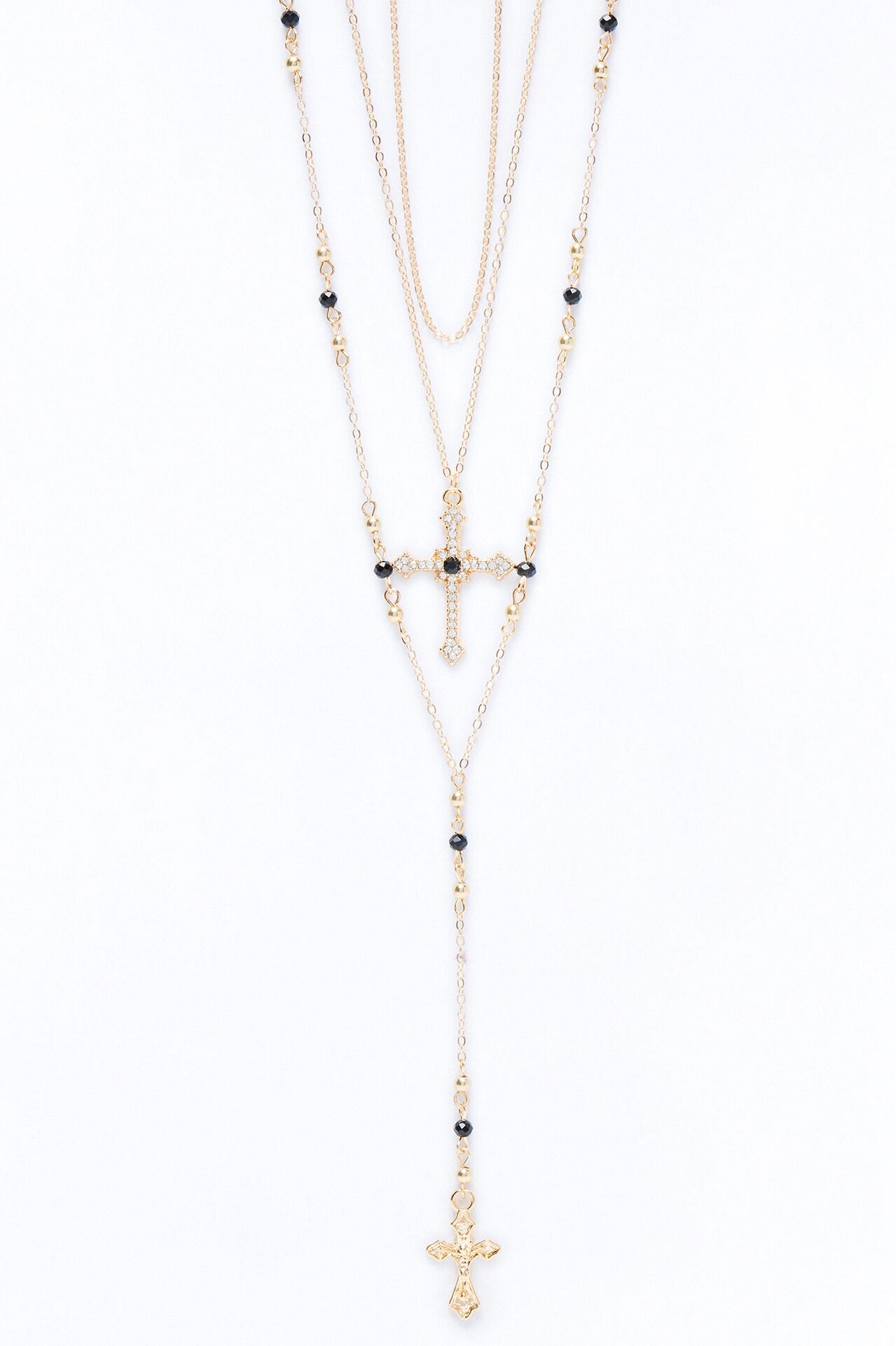 So Angelic Lariat Cross Necklace - Gold/Black