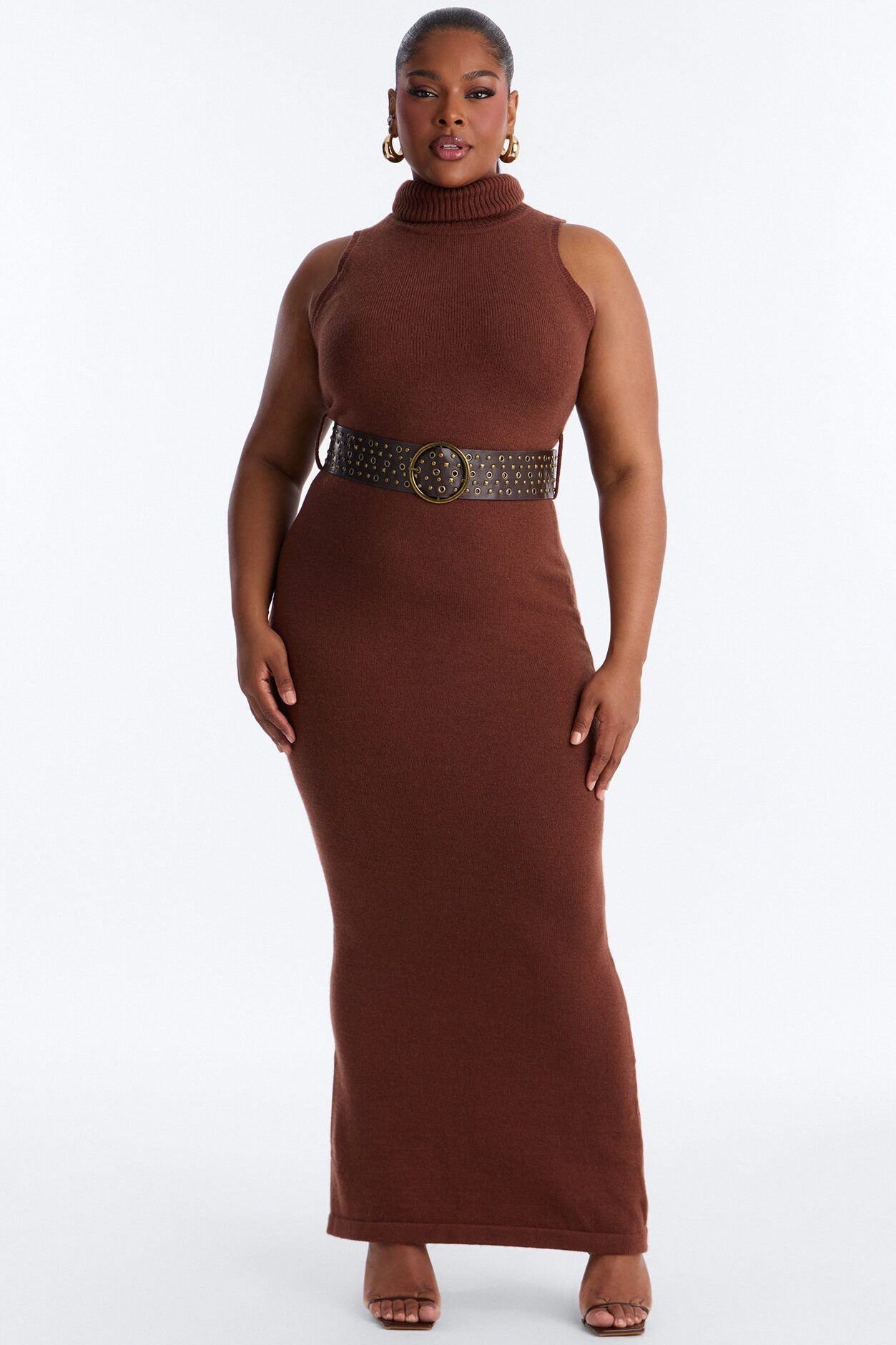 Coco Belted Sweater Maxi Dress - Chocolate