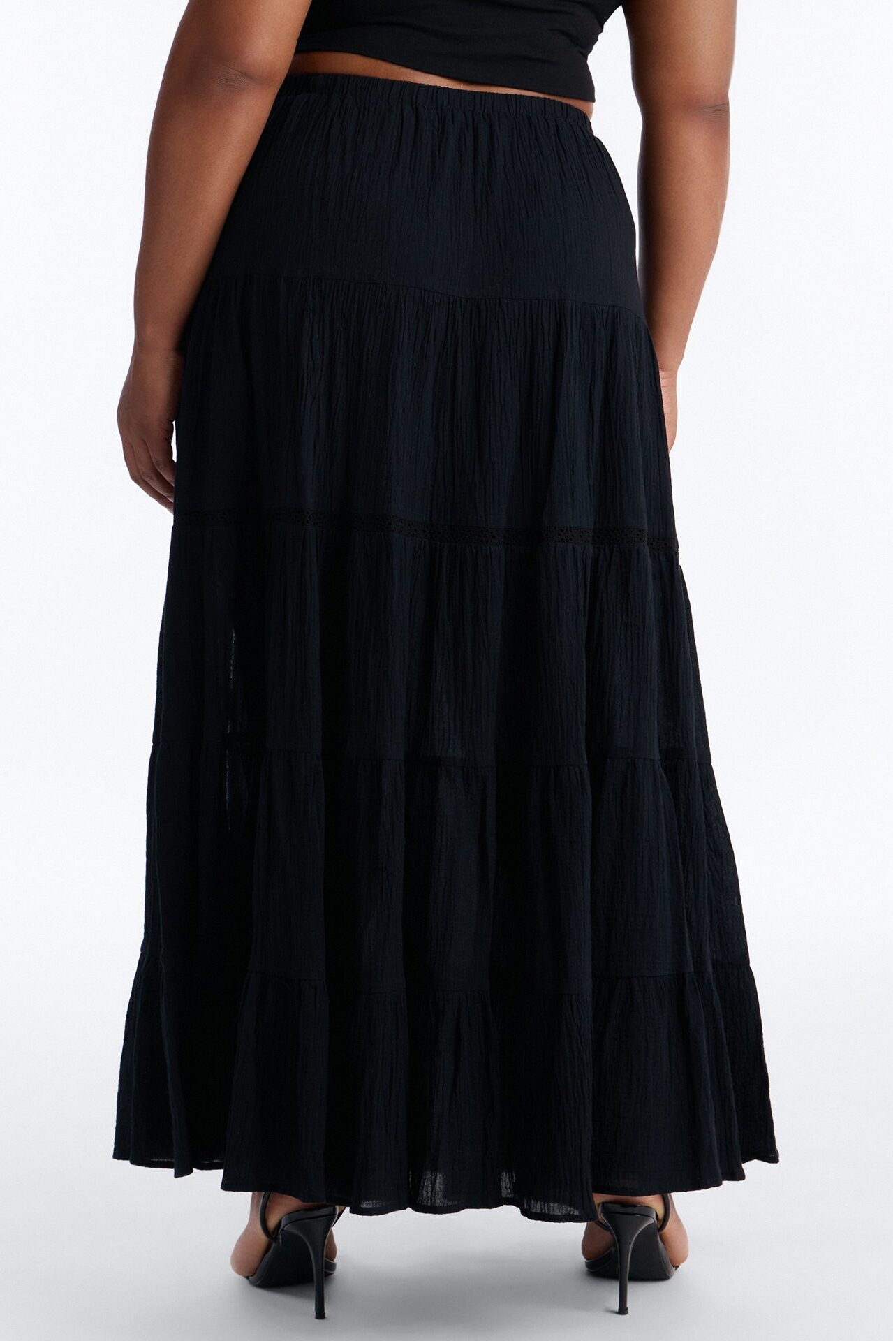 Bohemian Bliss Tiered Gauze Maxi Skirt - Black