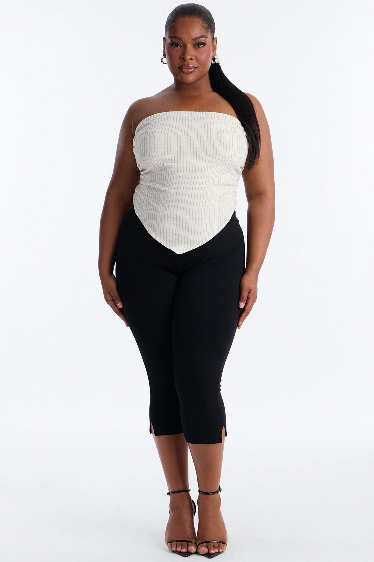 Feeling Fine Pinstripe Linen Top - Oatmeal/combo