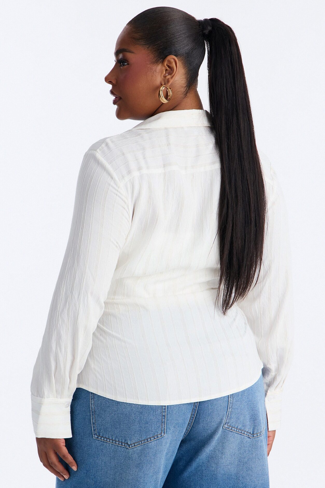Spring Walks Ruched Linen Shirt - White