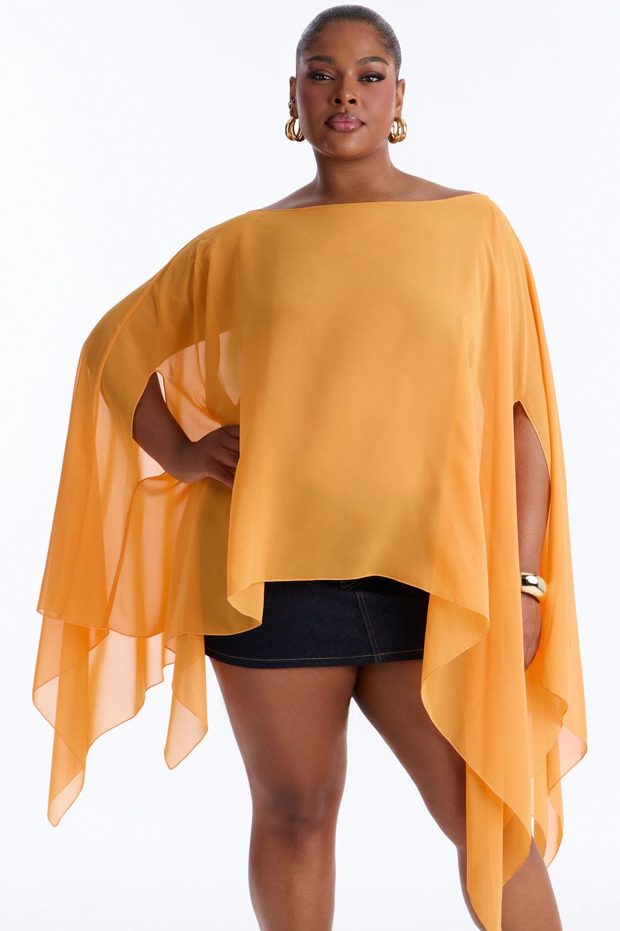Get In Line Long Chiffon Kimono Top - Orange
