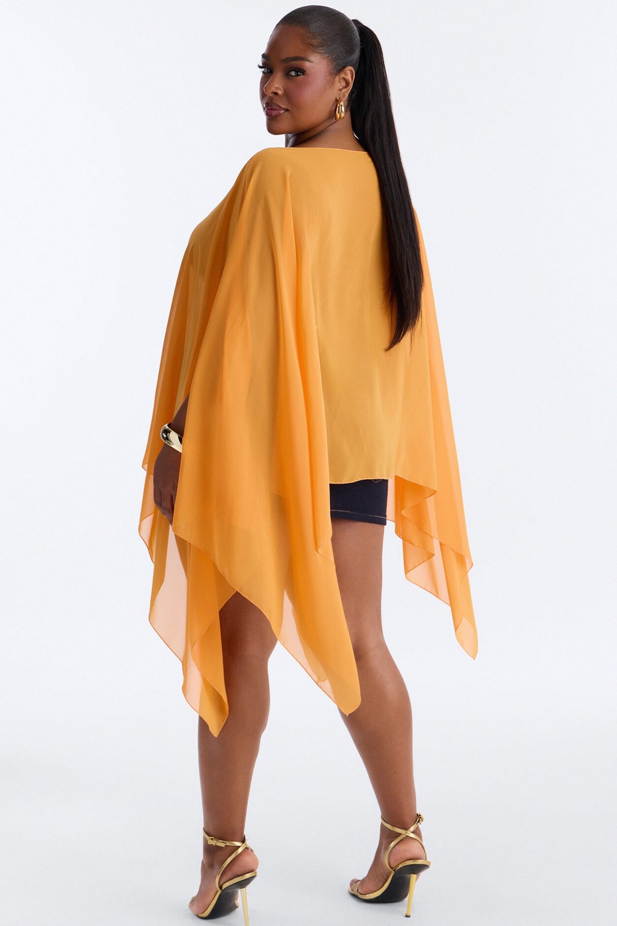 Get In Line Long Chiffon Kimono Top - Orange
