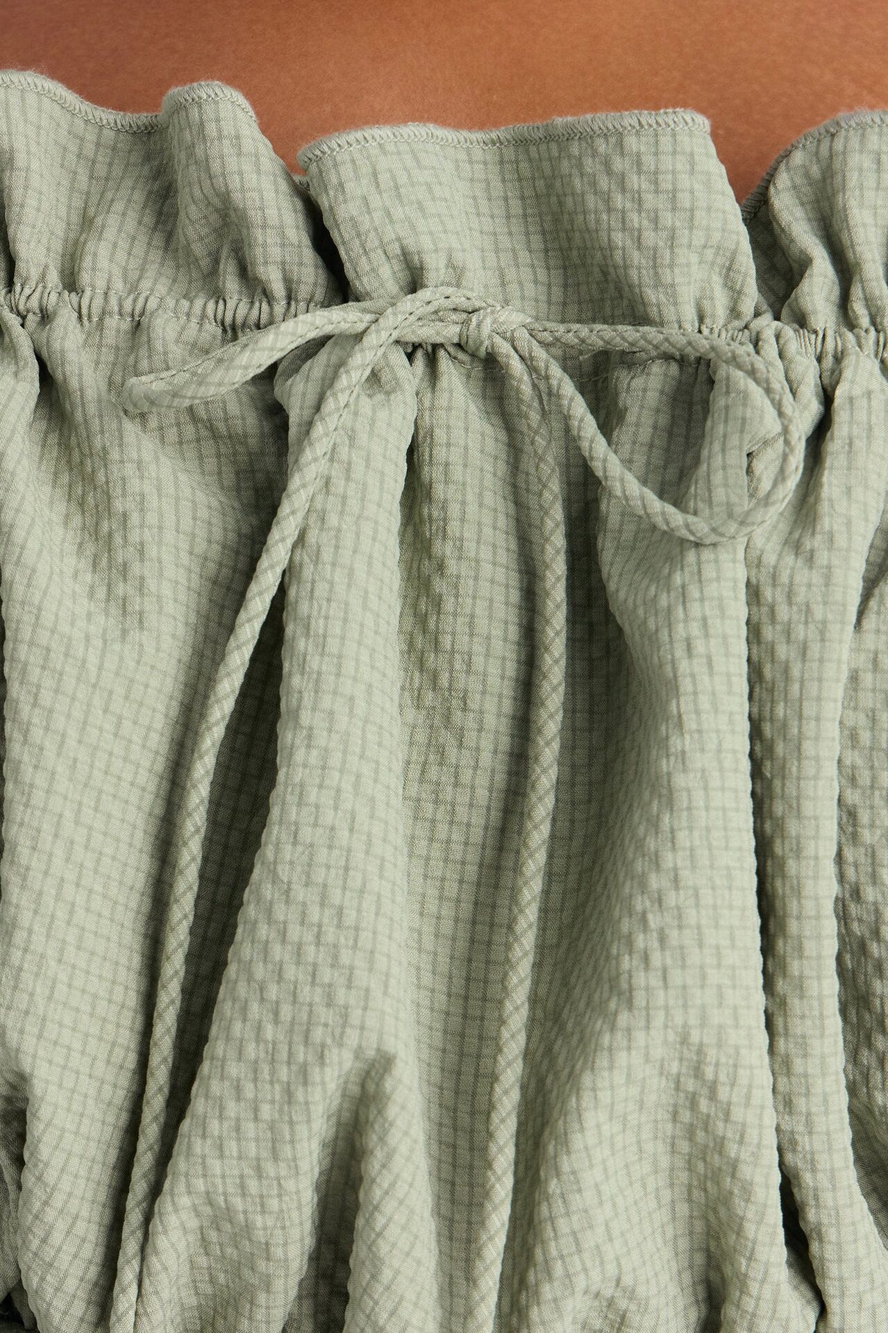 Sunkissed Therapy Lace Up Ruffle Top - Sage