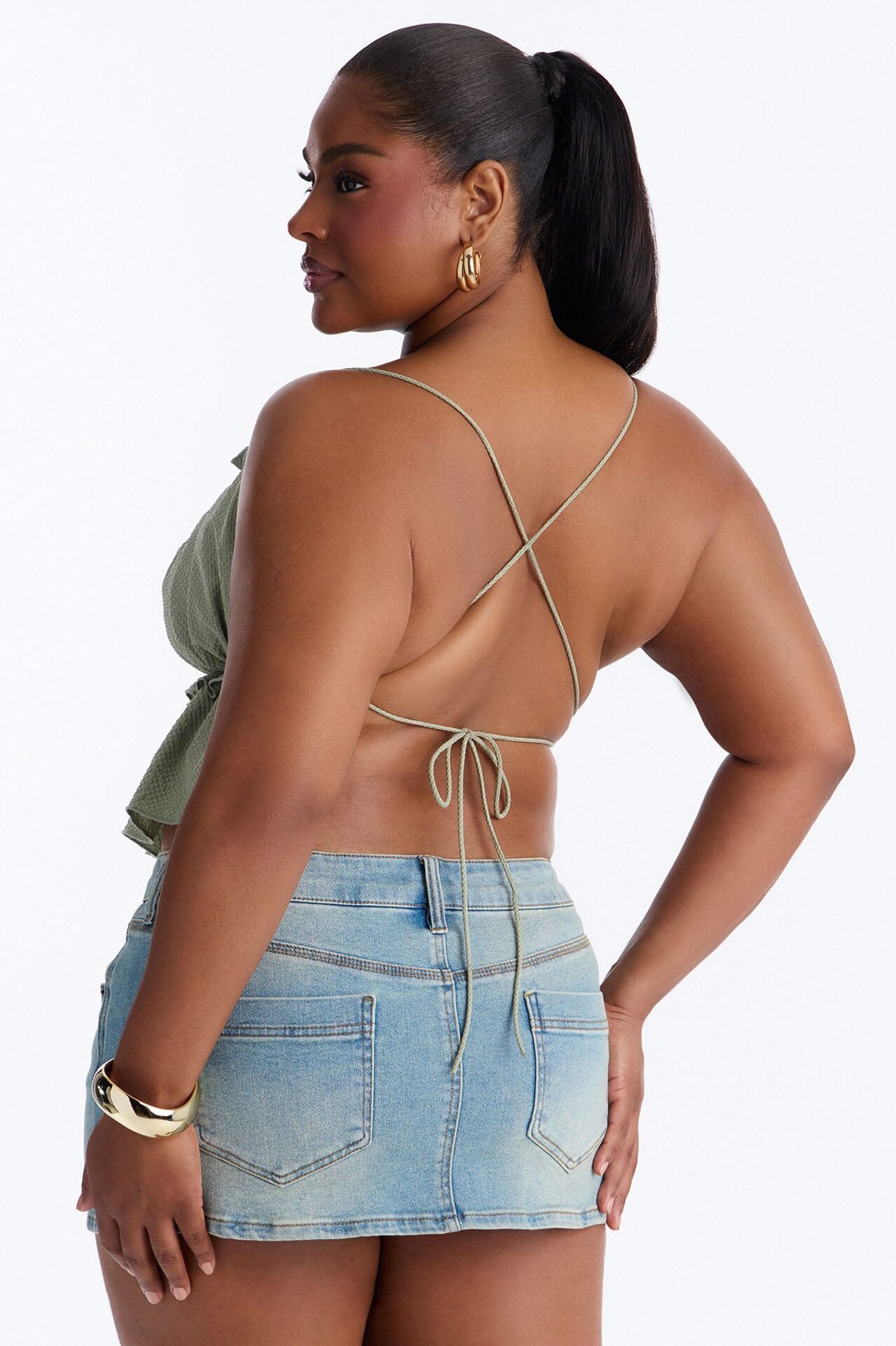 Sunkissed Therapy Lace Up Ruffle Top - Sage