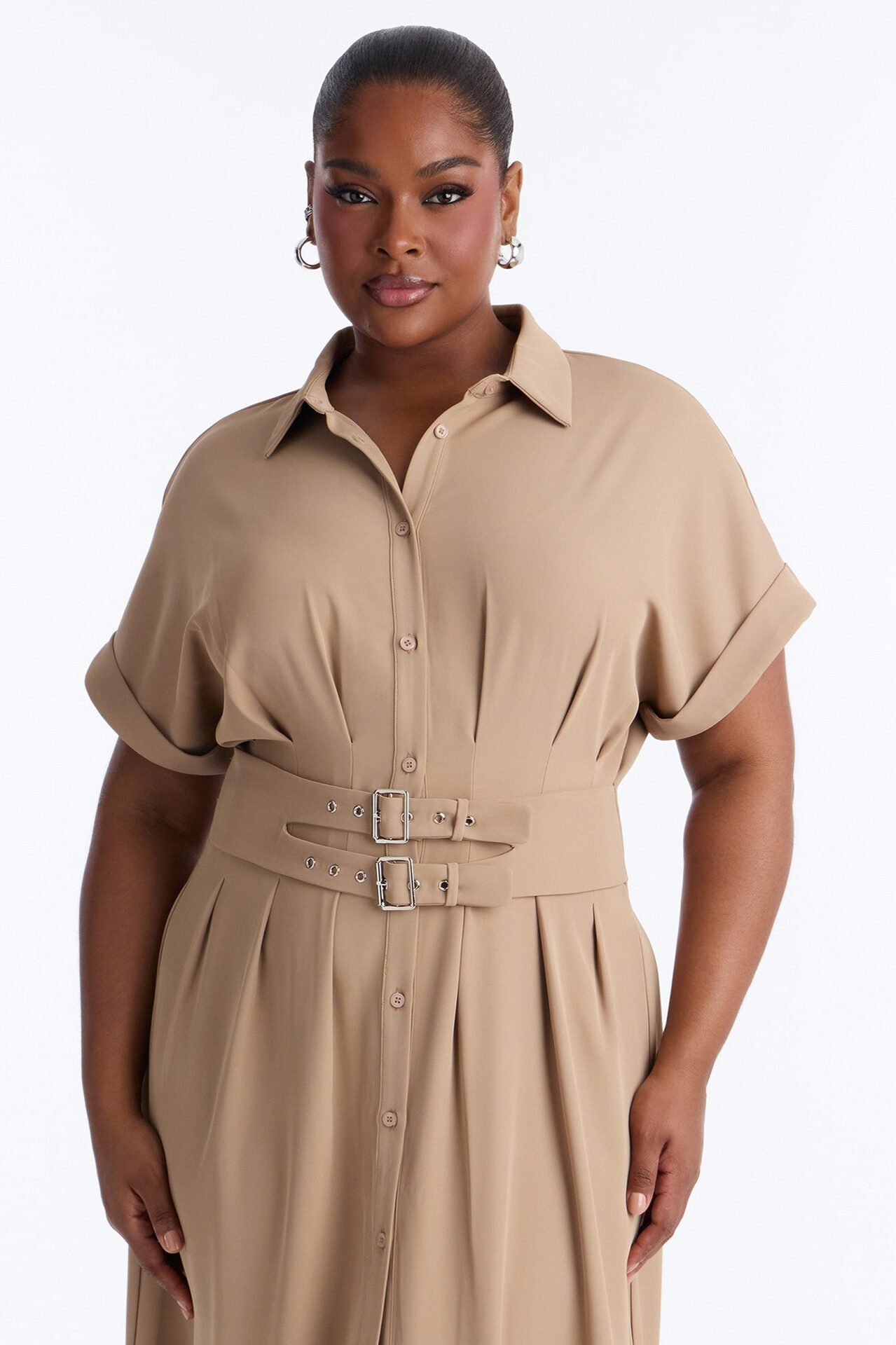 Bridgit Belted Maxi Dress - Taupe