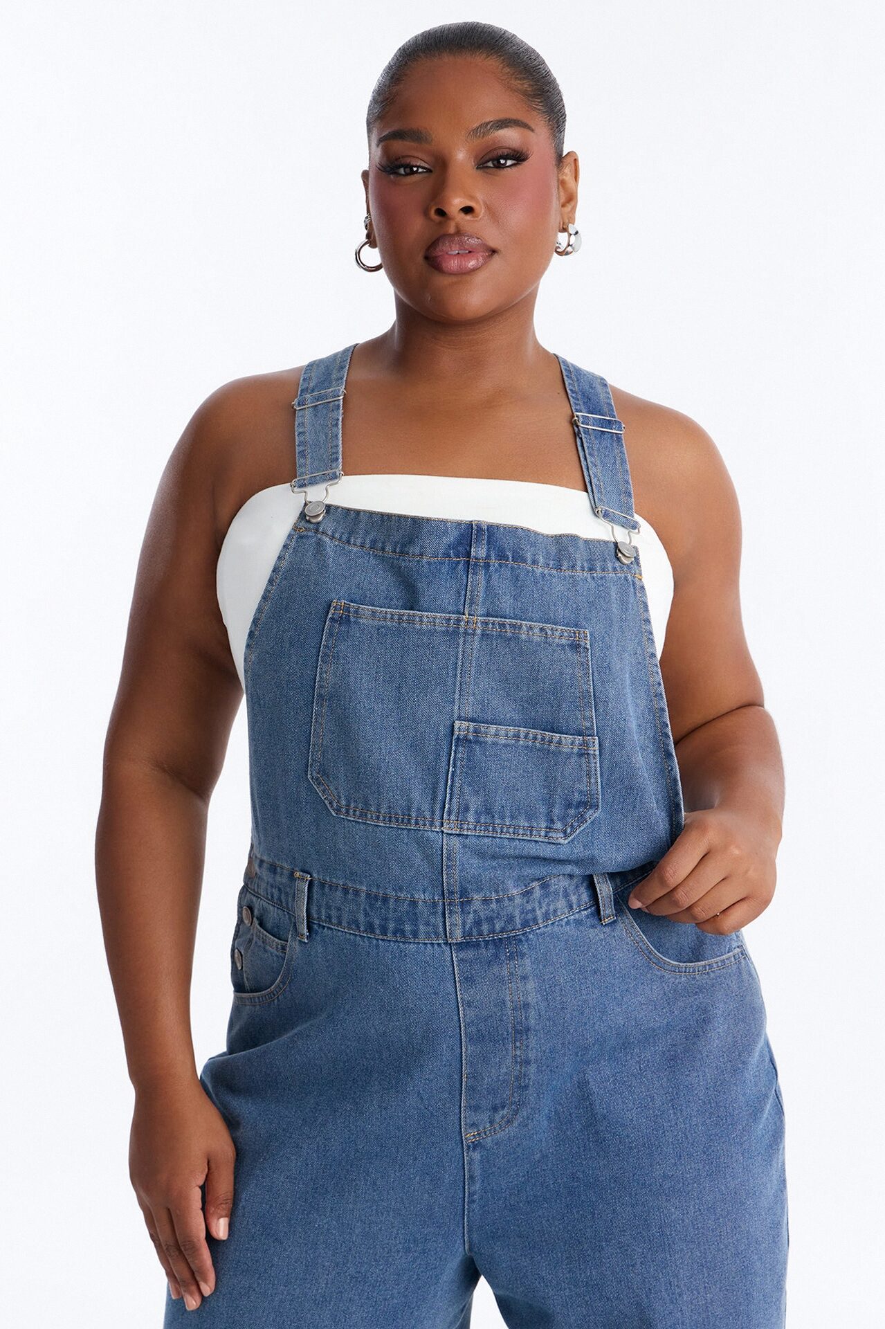 Janae Wide Leg Denim Overalls - Light Wash