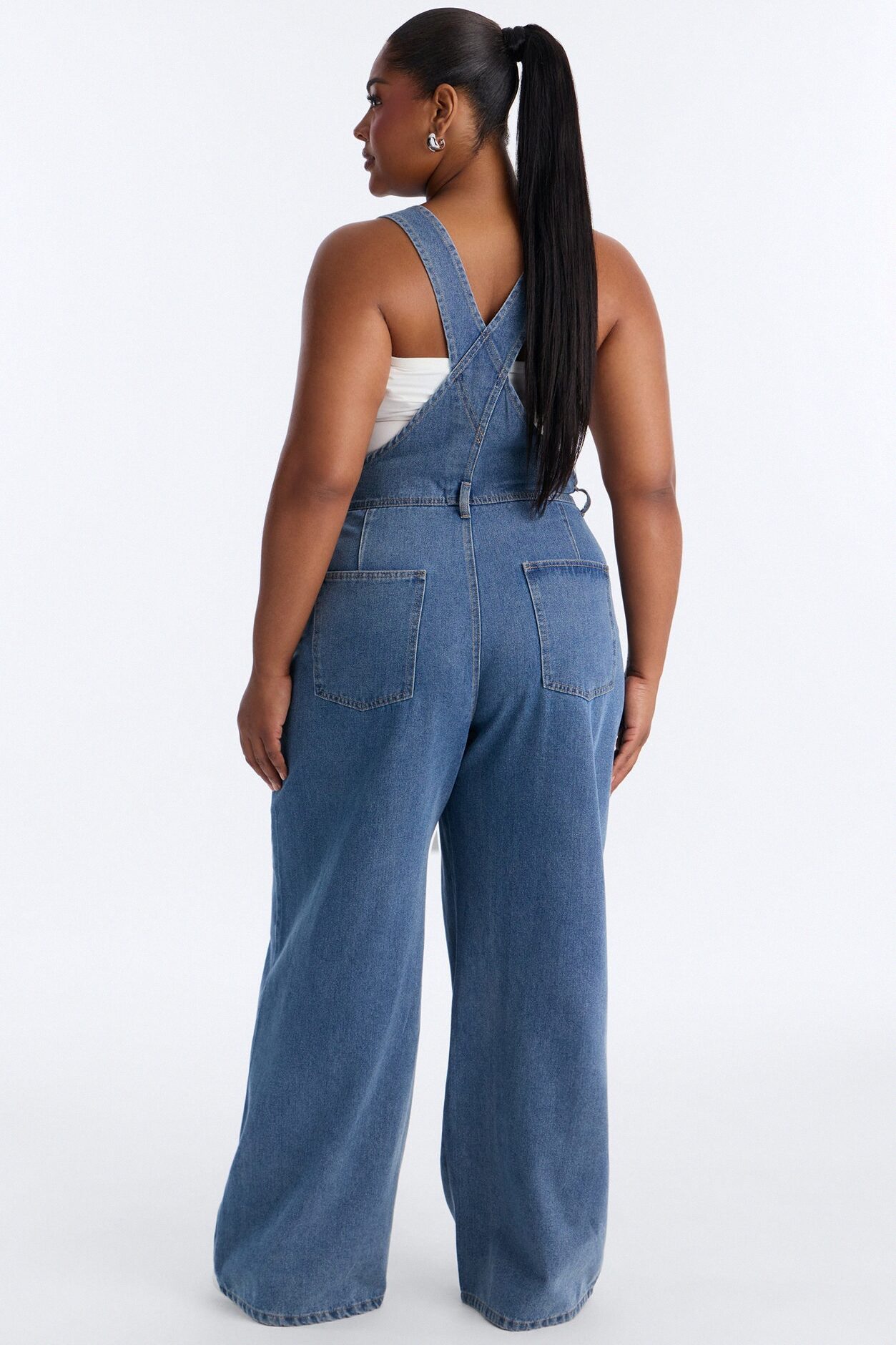 Janae Wide Leg Denim Overalls - Light Wash