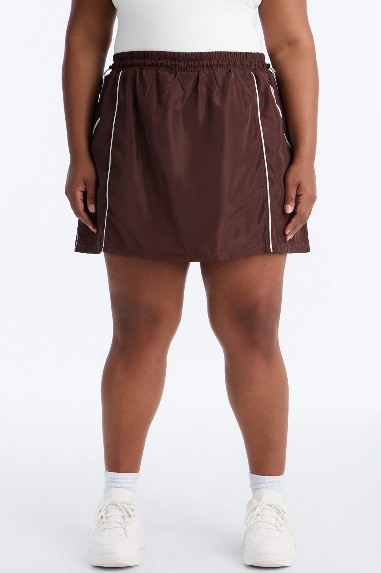 Keep It Lowkey Windbreaker Contrast Mini Skort - Brown/combo