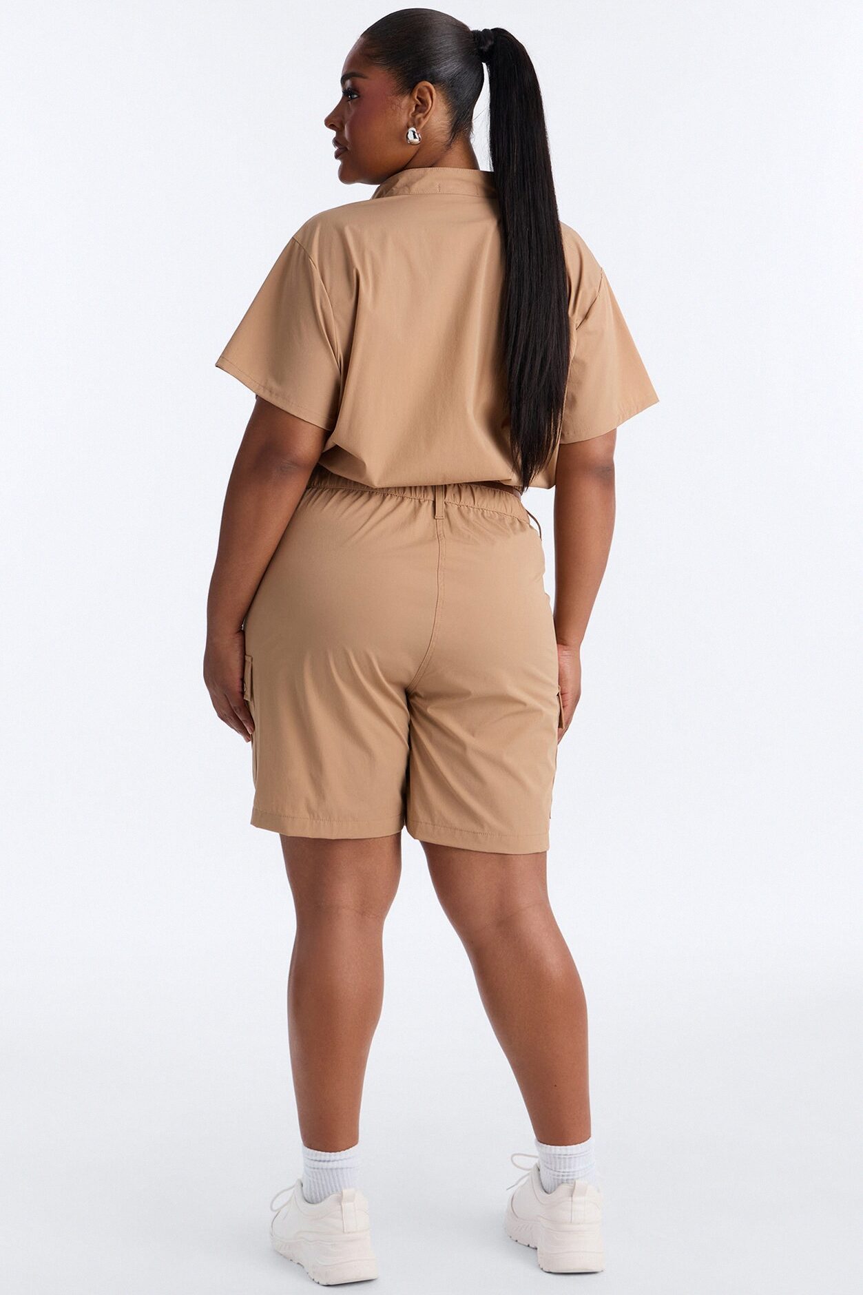 Nessa Nylon Cargo Short Set - Tan