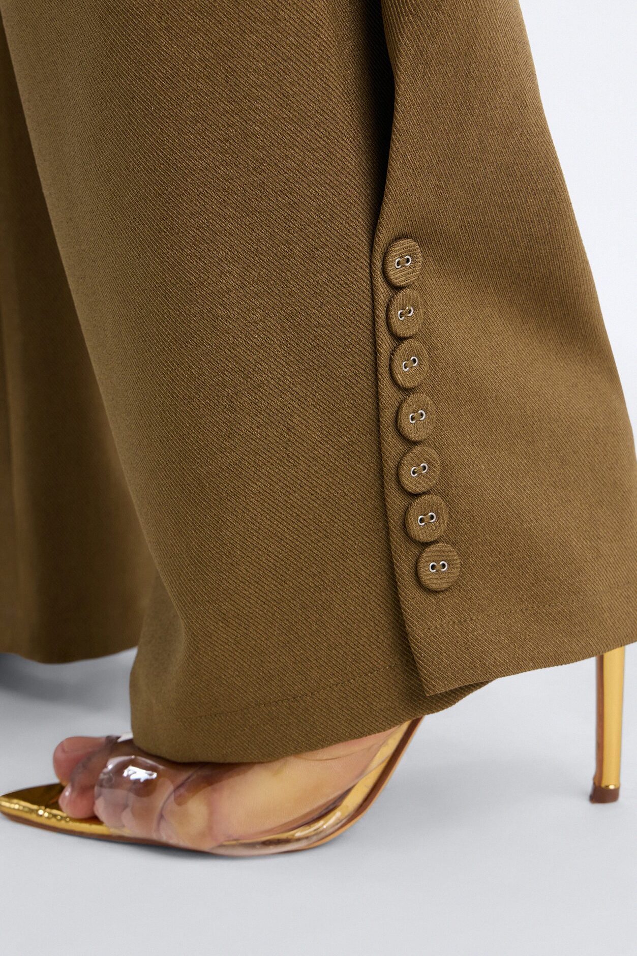 Frankie Button Cuff Straight Leg Trouser - Olive