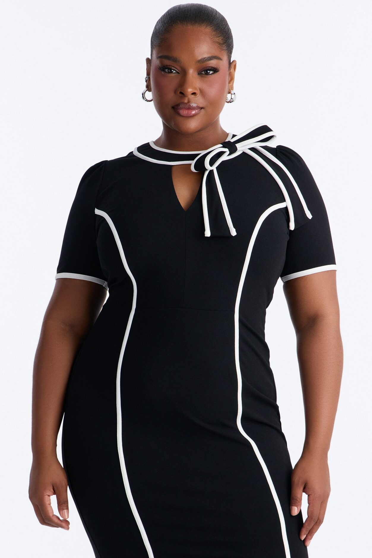 First Class Only Midi Dress - Black/White