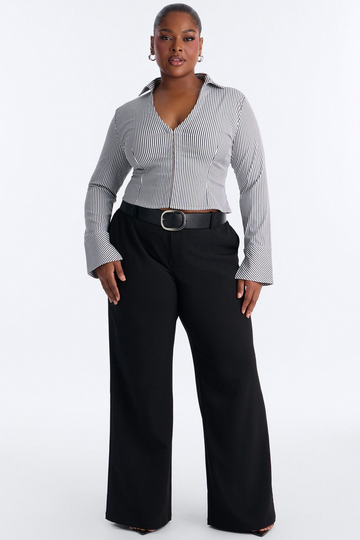 Bet On Me Bell Sleeve Stripe Top - Black/combo