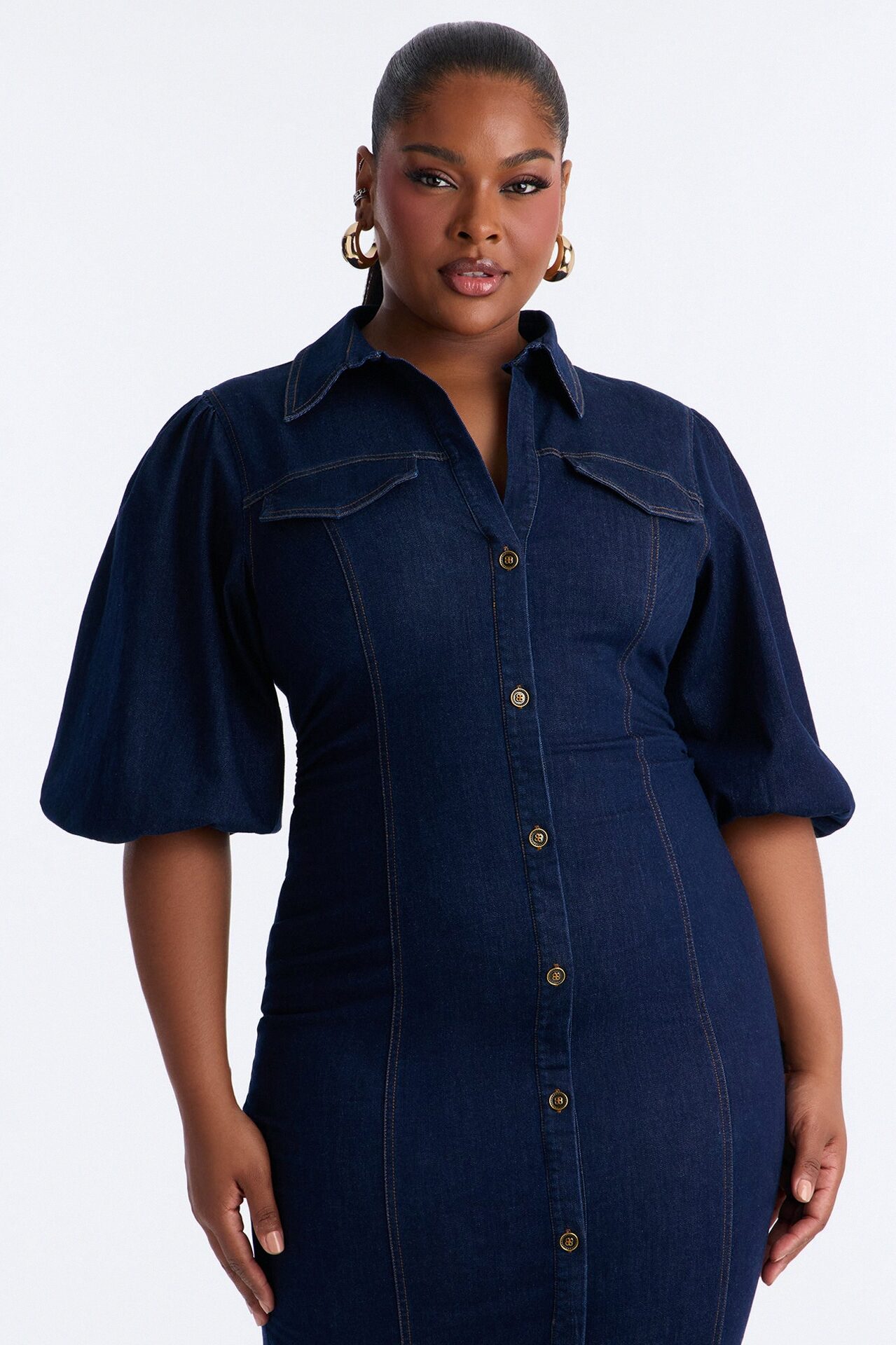 Haven Denim Midi Dress - Dark Wash