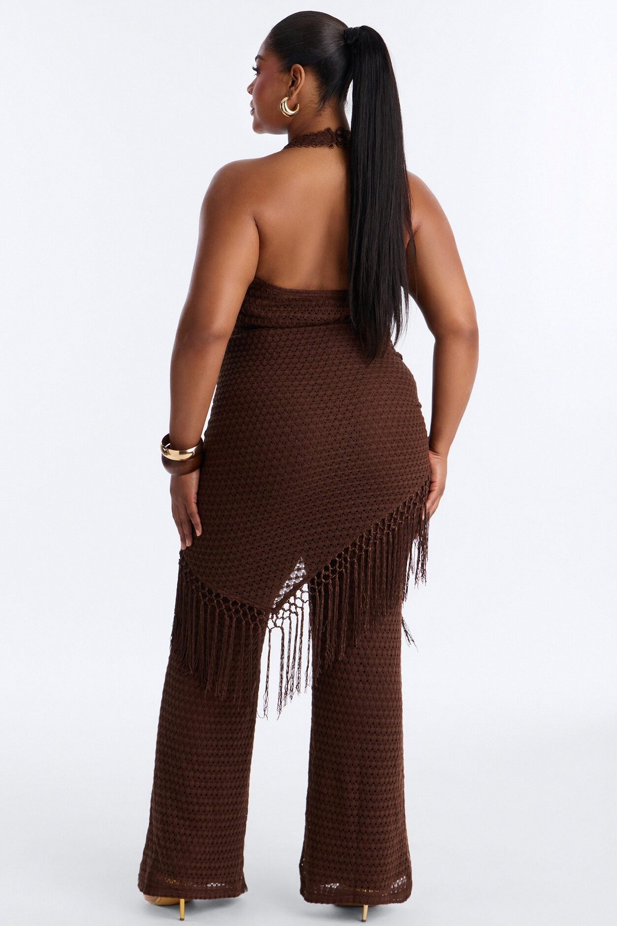 Mariah Jumpsuit And Tie Waist Scarf Set - Chocolate