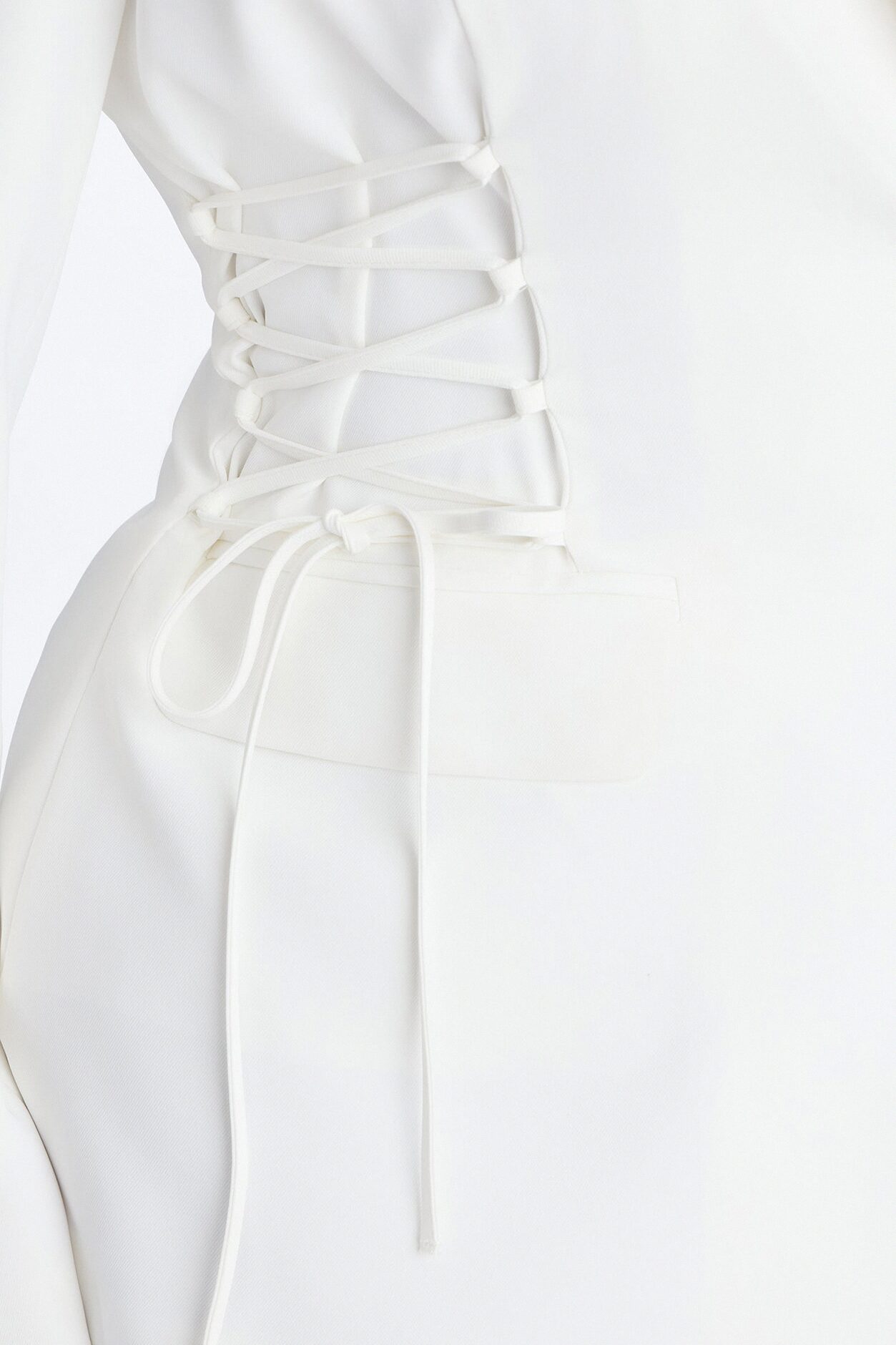 Cheyenne Crepe Woven Lace Up Blazer - Ivory