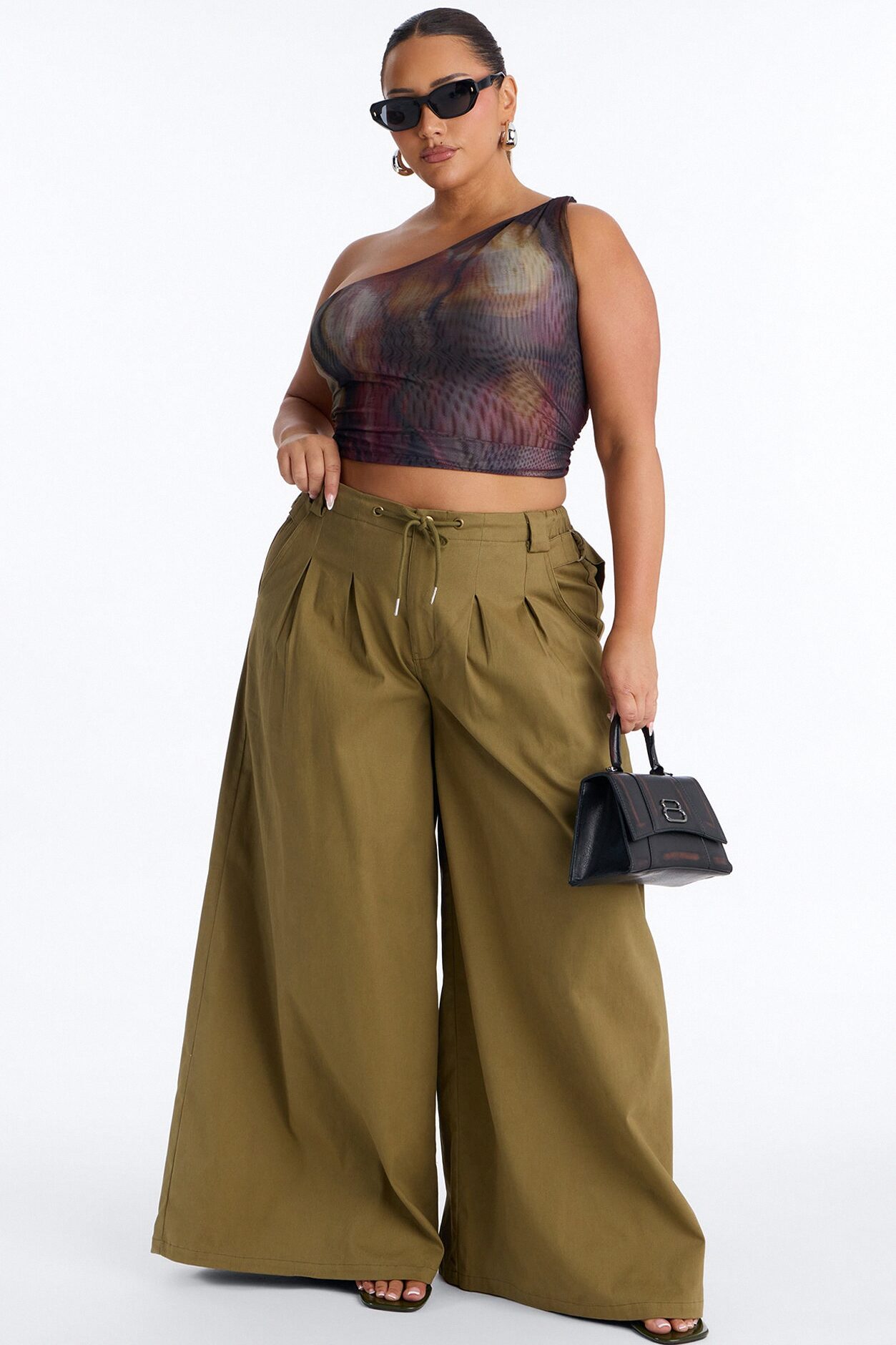 Mira High Rise Cargo Wide Leg Pant - Olive