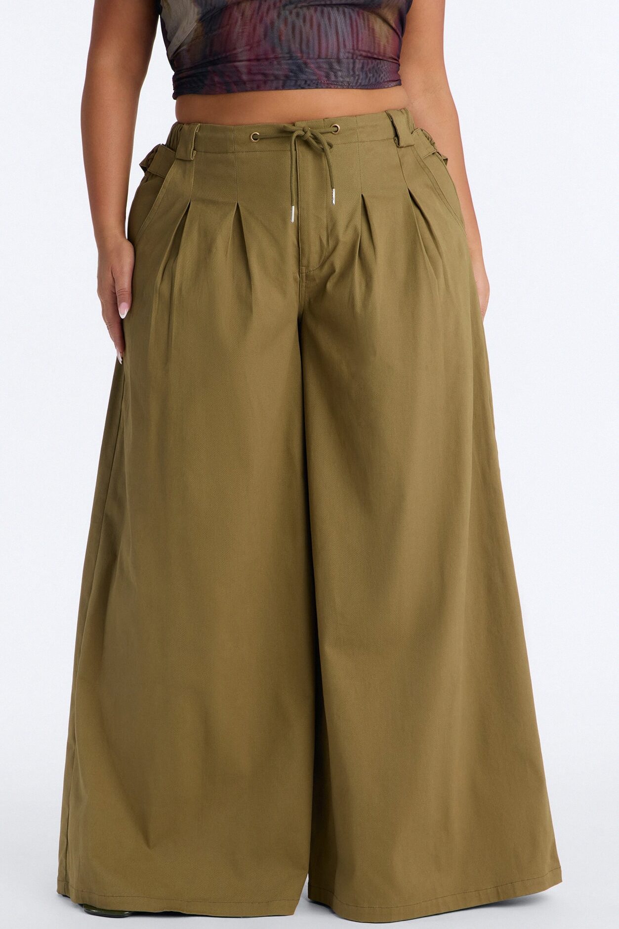 Mira High Rise Cargo Wide Leg Pant - Olive