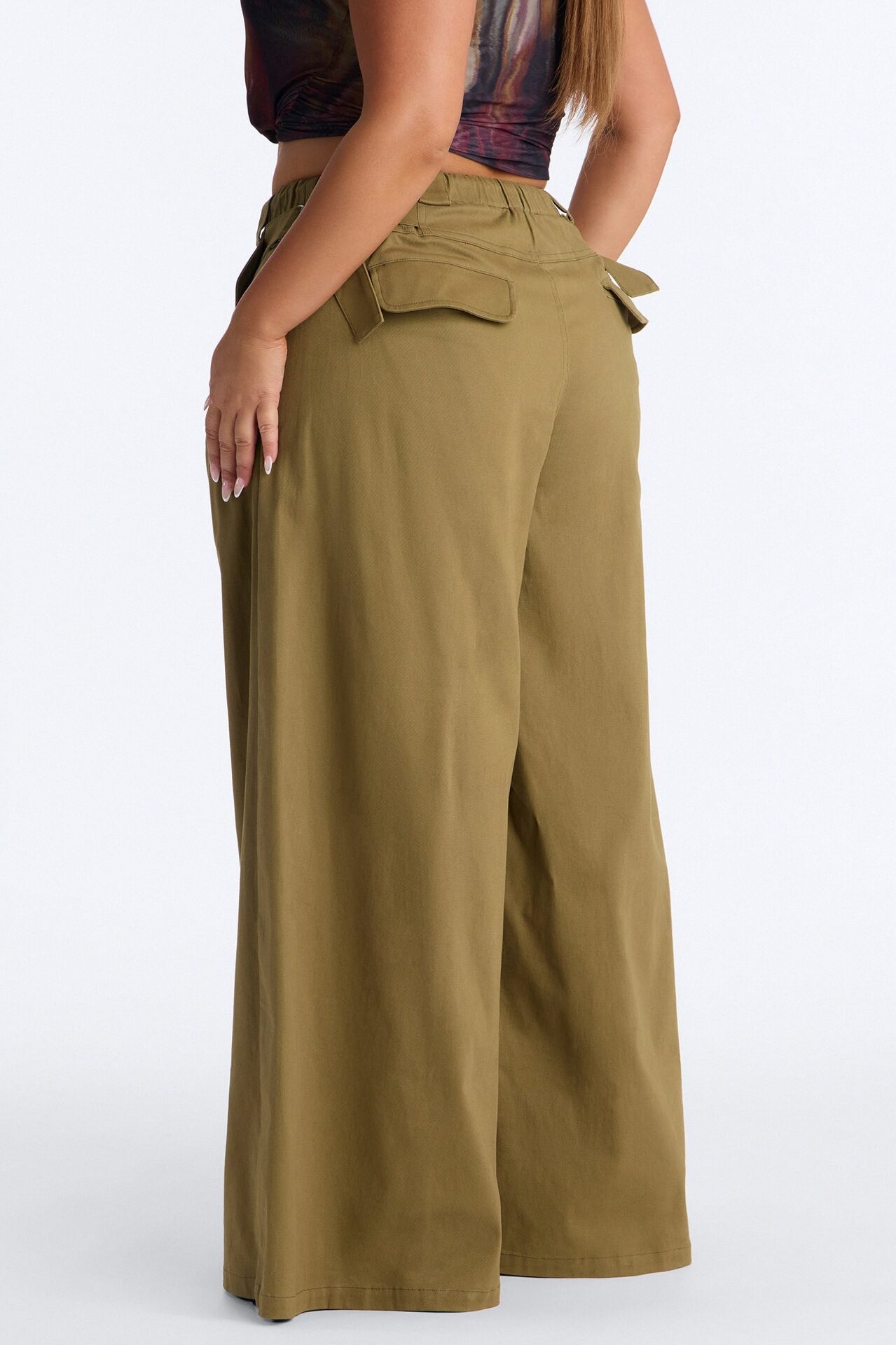 Mira High Rise Cargo Wide Leg Pant - Olive