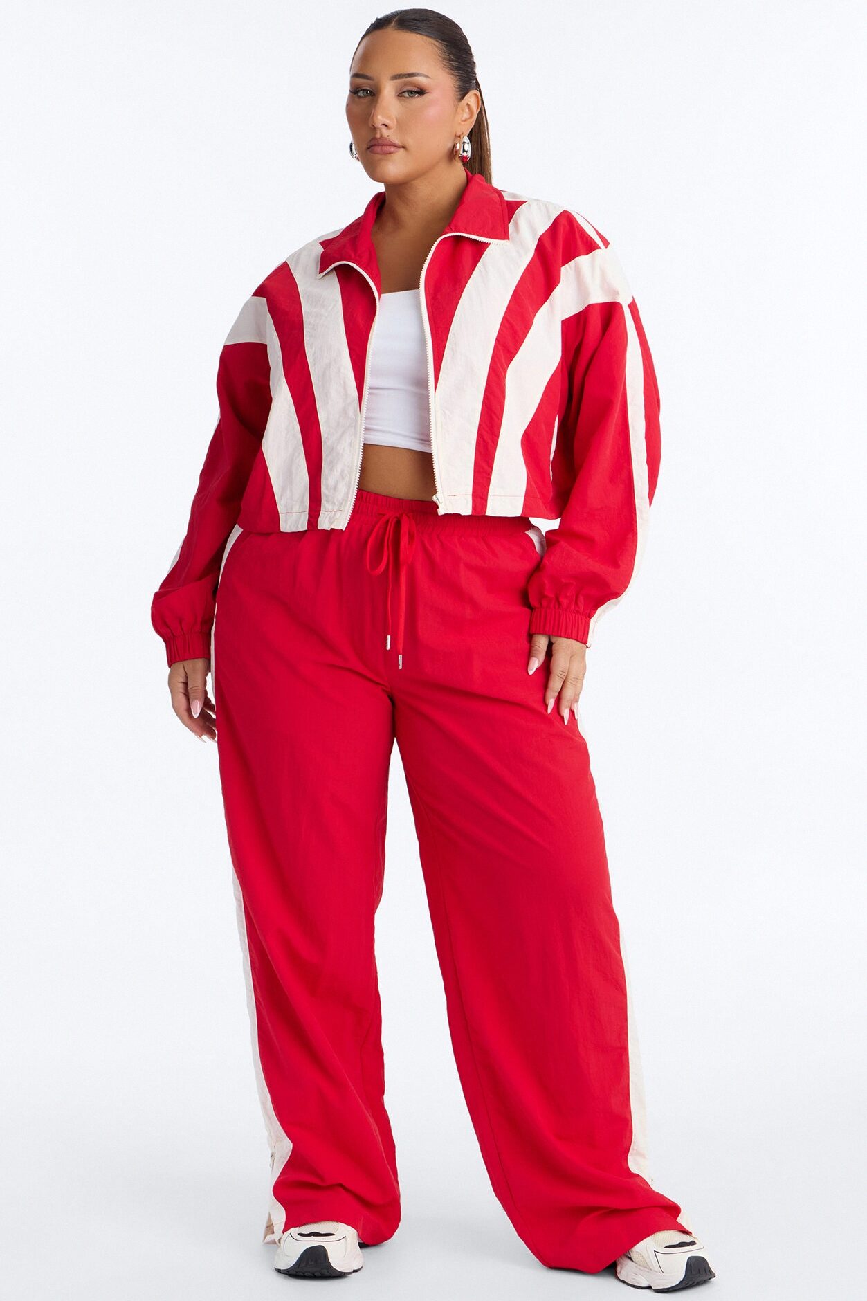 Fly Girl Era Color Block Windbreaker Jacket - Red