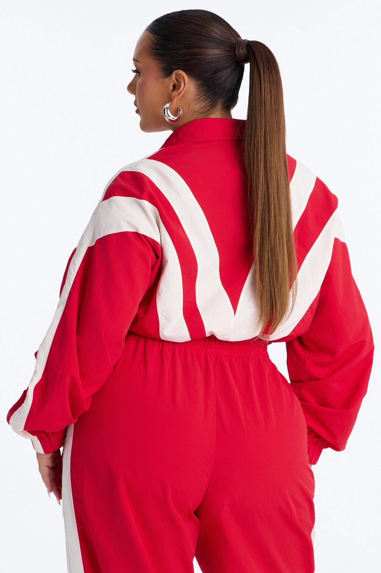 Fly Girl Era Color Block Windbreaker Jacket - Red