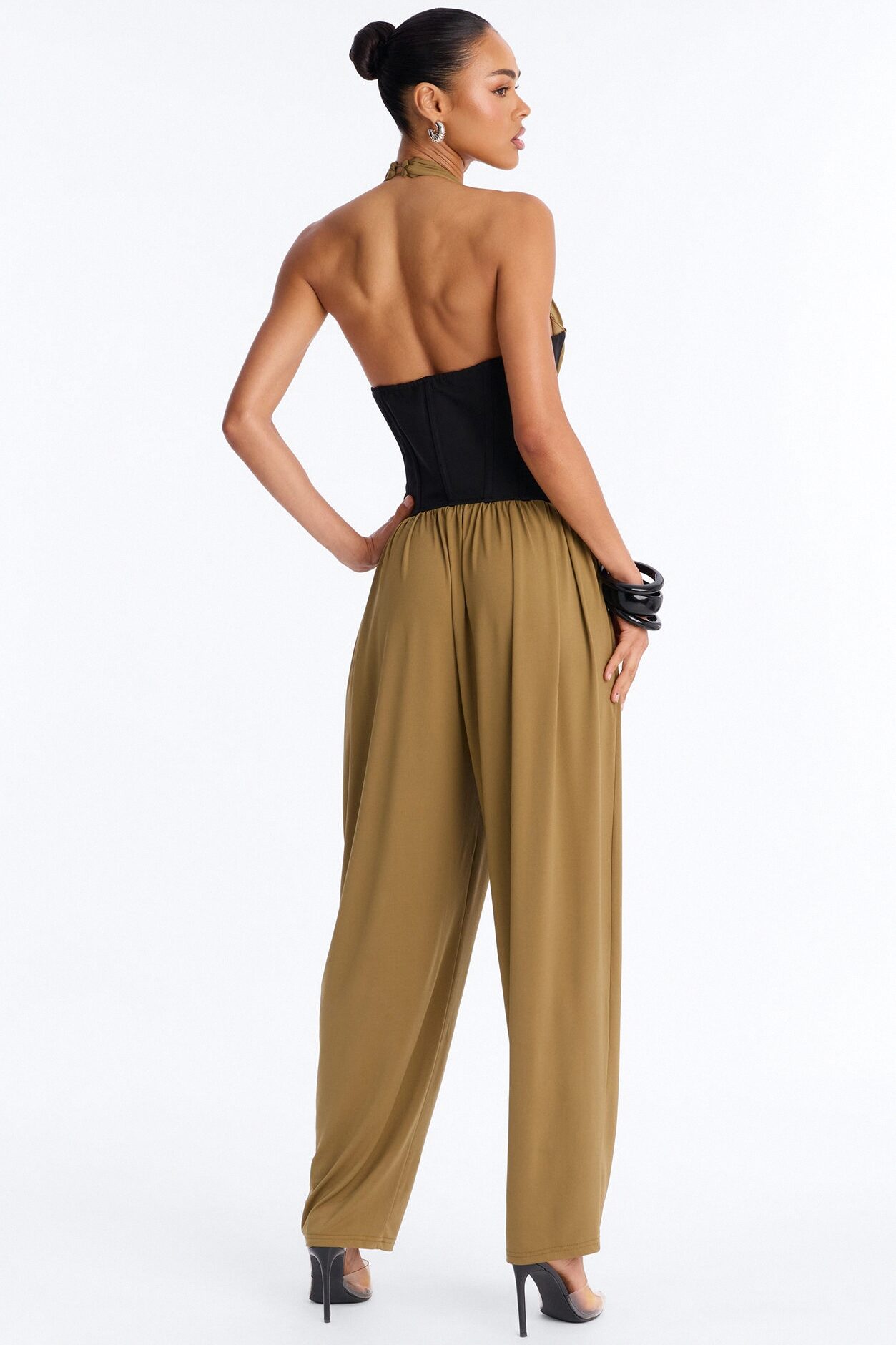 Raia Corset Trim Jumpsuit - Olive