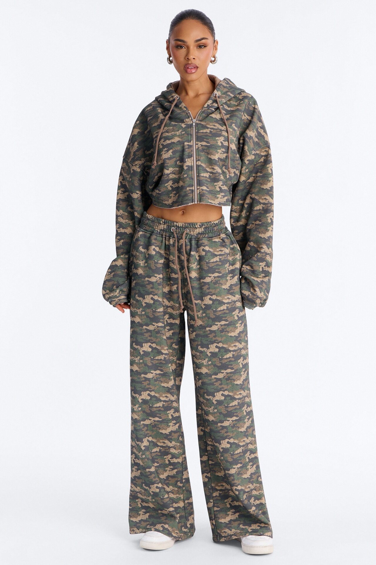 On The Go Camo Fleece Pant Set - Olive/combo