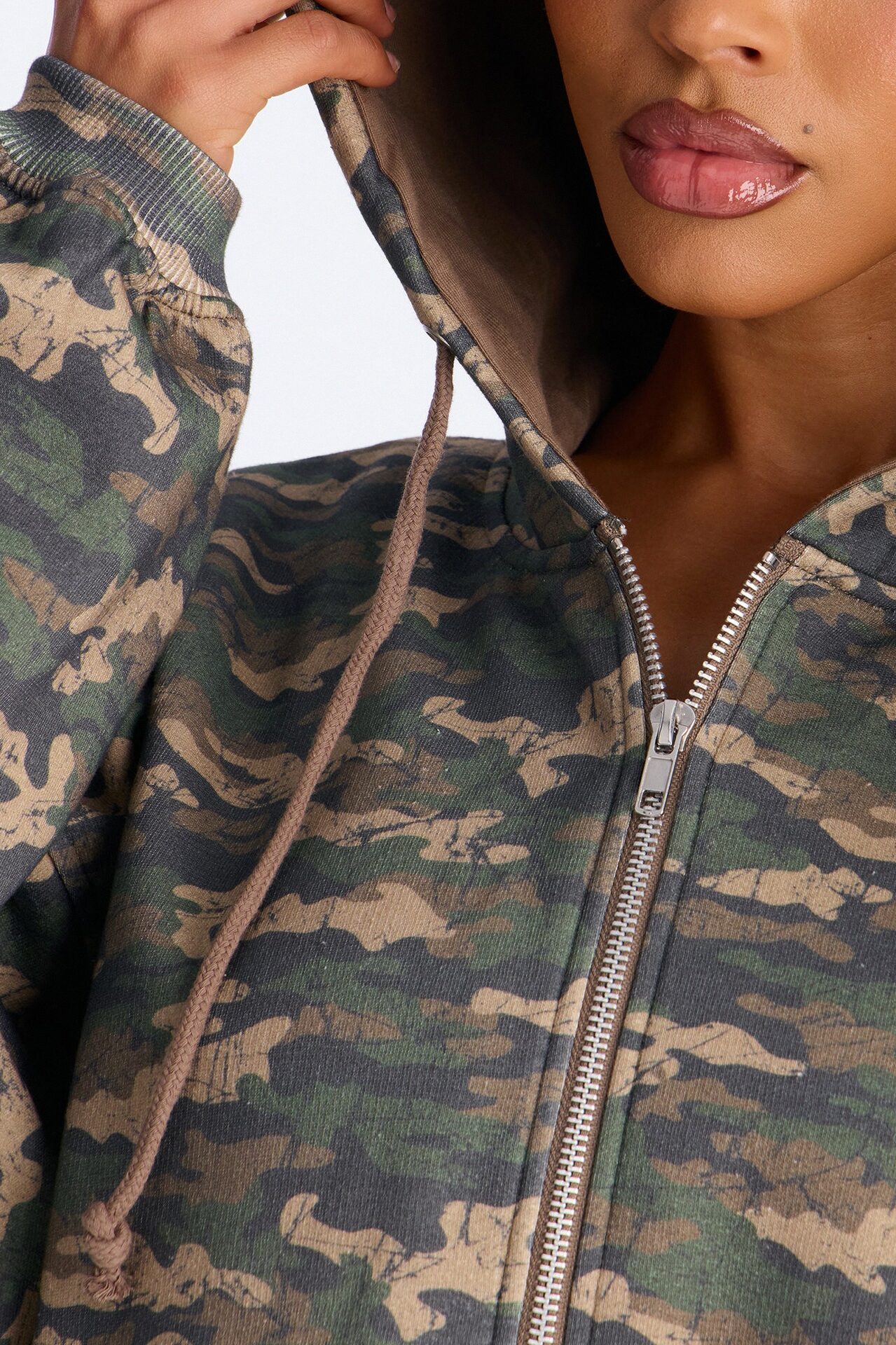 On The Go Camo Fleece Pant Set - Olive/combo