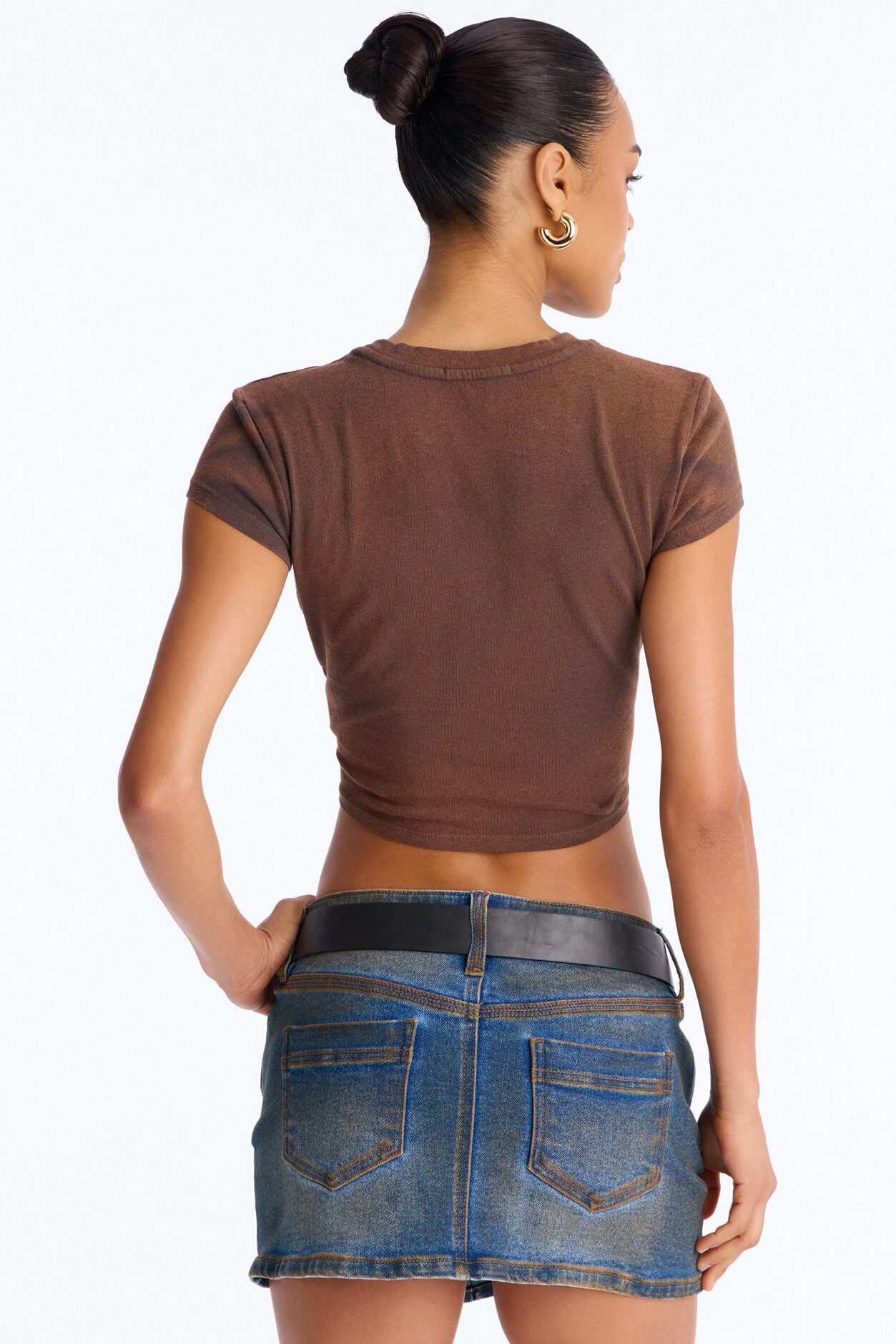 Cowgirl Shit All Day Washed Baby Tee - Brown