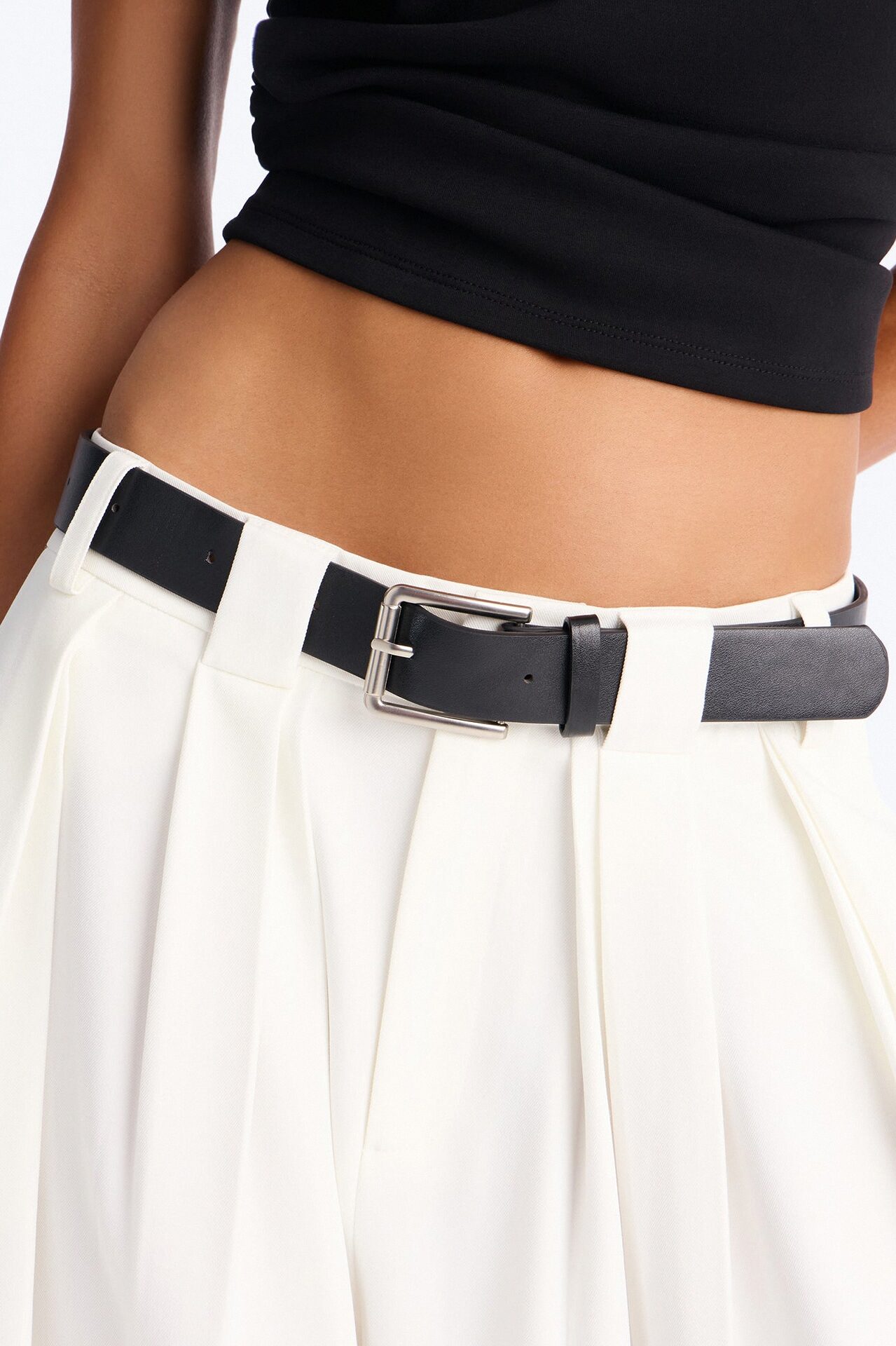 No Brainer Belted Wide Leg Pleated Pant - White