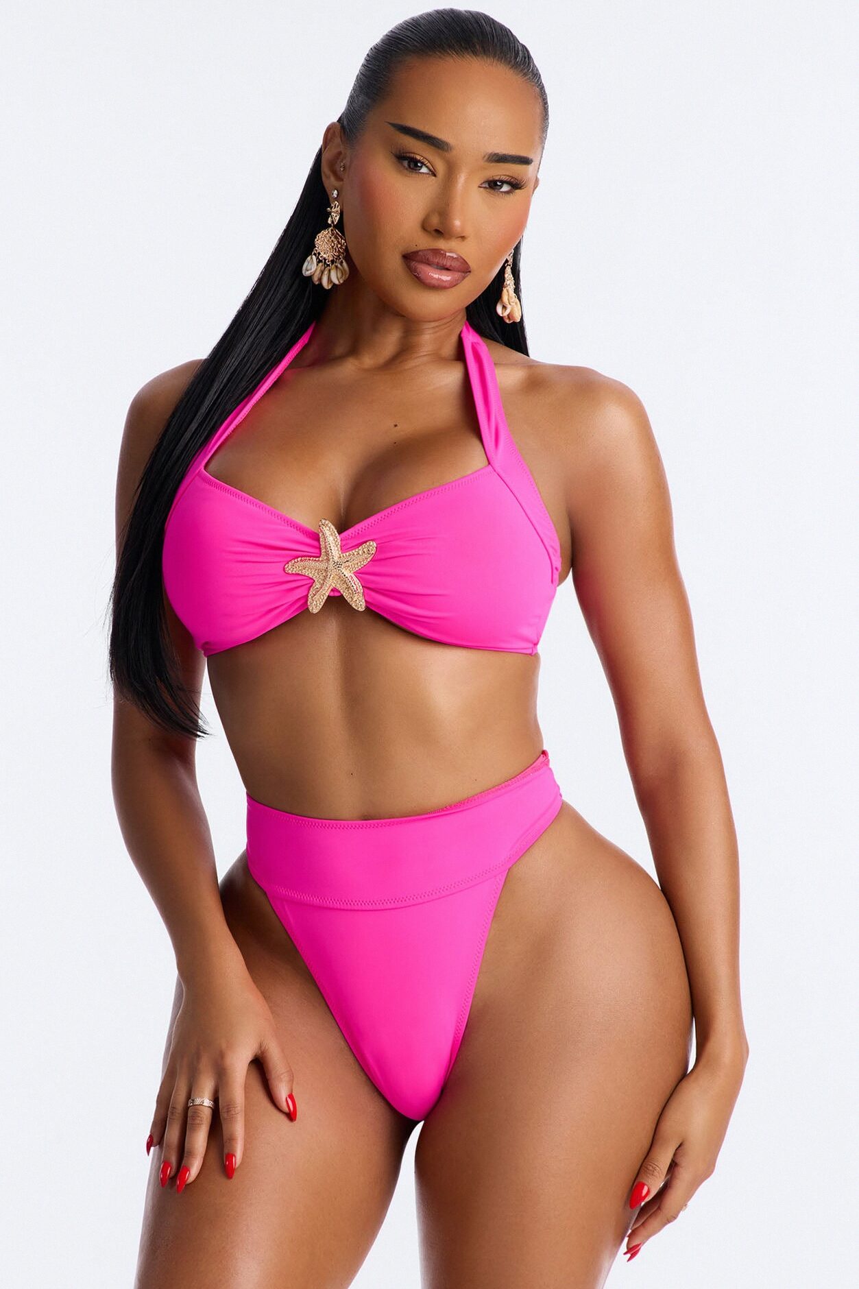 Keep Me By The Shore Hardware Starfish 2 Piece Bikini - Hot Pink