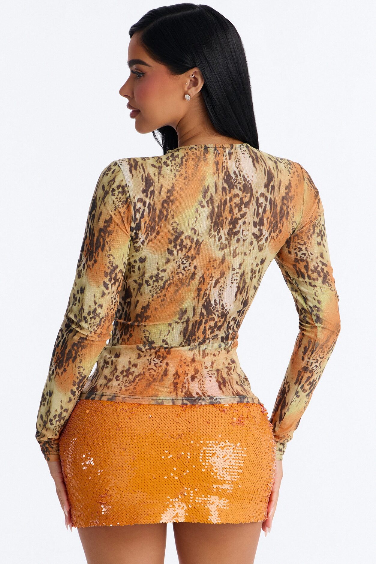 Built to Tempt Leopard Mesh Long Sleeve Top - Leopard