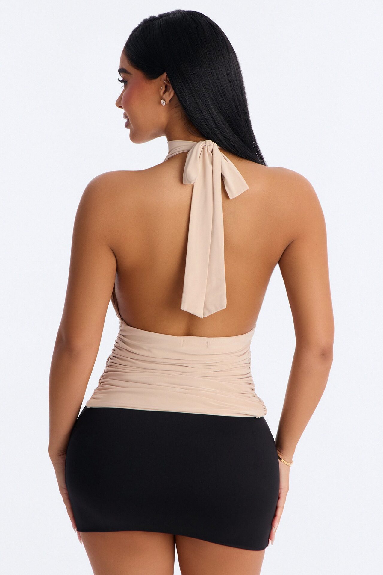 Maldives Ruched Halter Top - Stone